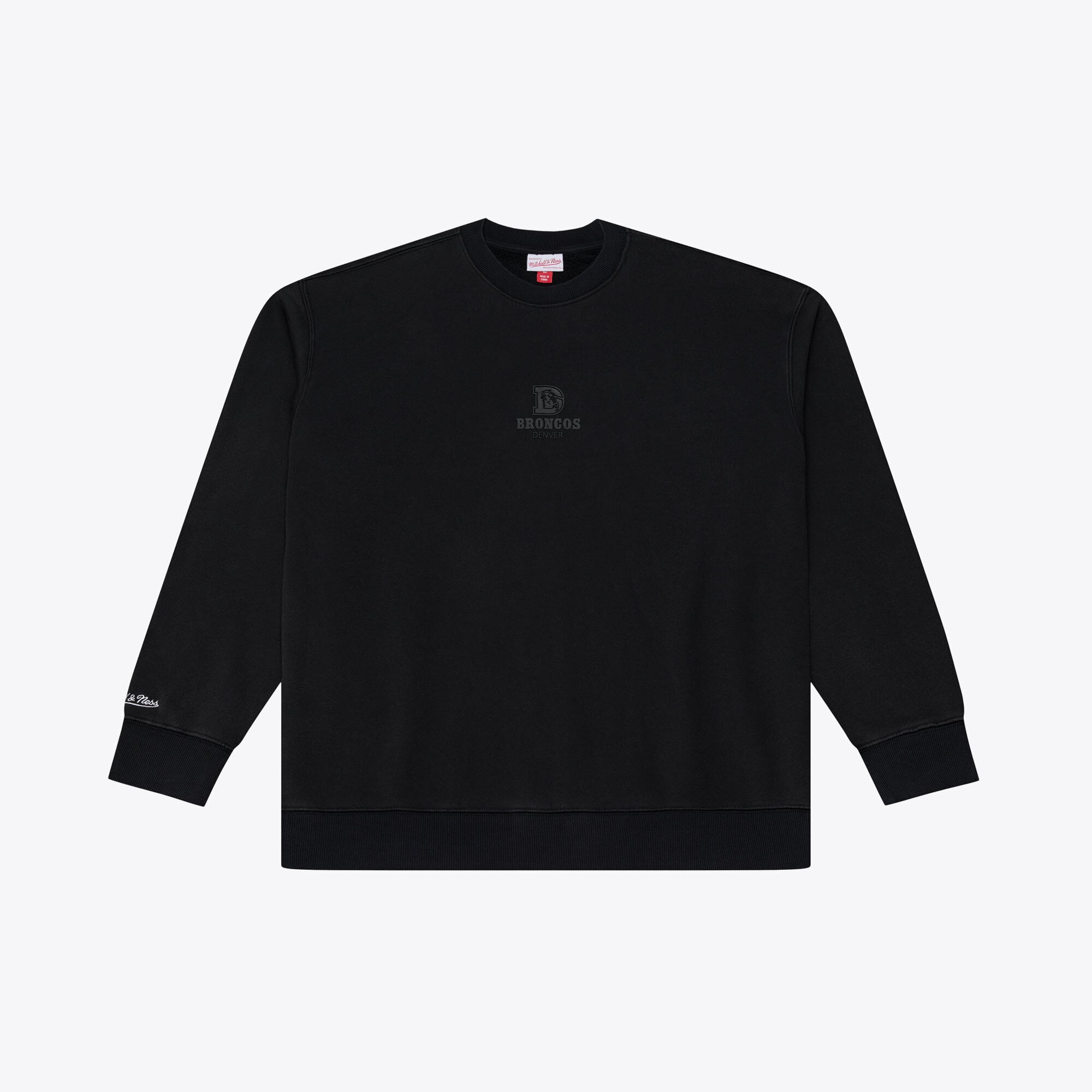 Men's Mitchell & Ness Black Denver Broncos Core Essentials Micro Logo Fleece Sweatshirt