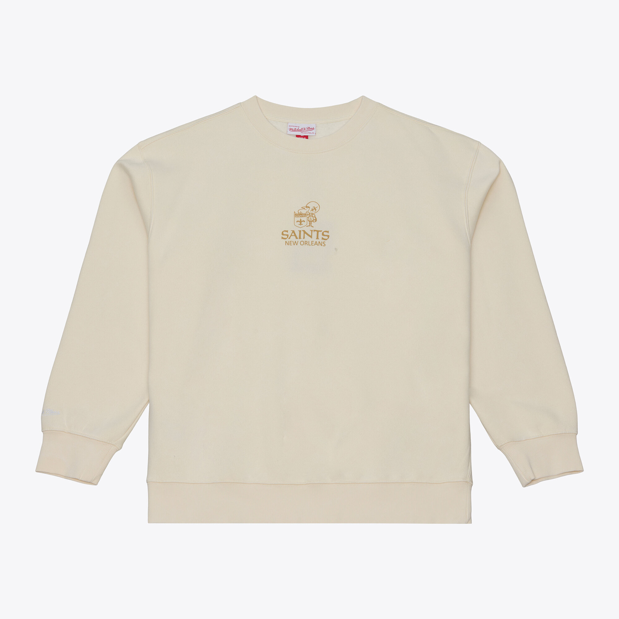 Mitchell & Ness Men's Cream New Orleans Saints Core Essentials Micro Logo Fleece Sweatshirt - Cream