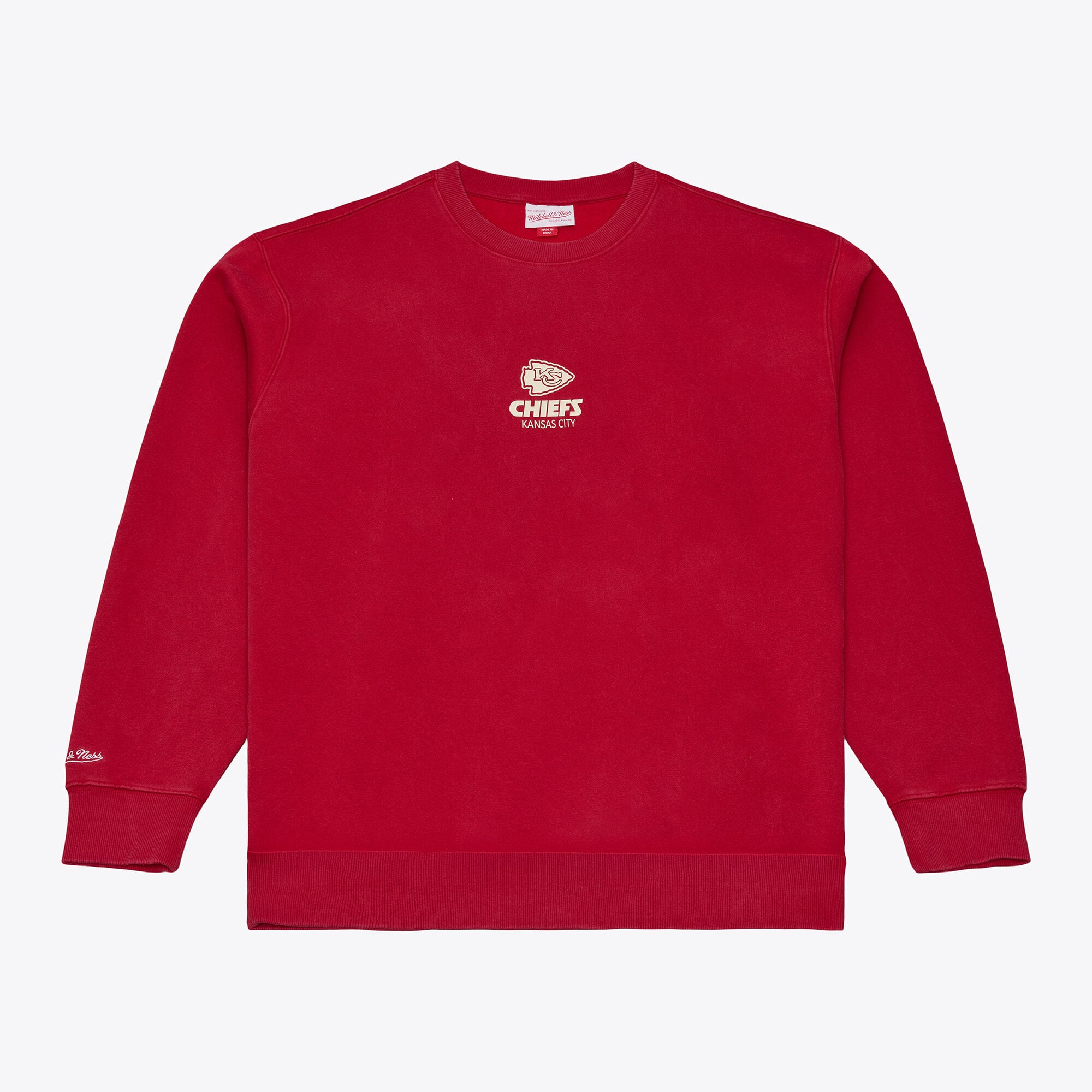 Felpa da uomo Mitchell & Ness rossa con micro logo dei Kansas City Chiefs Core Essentials.