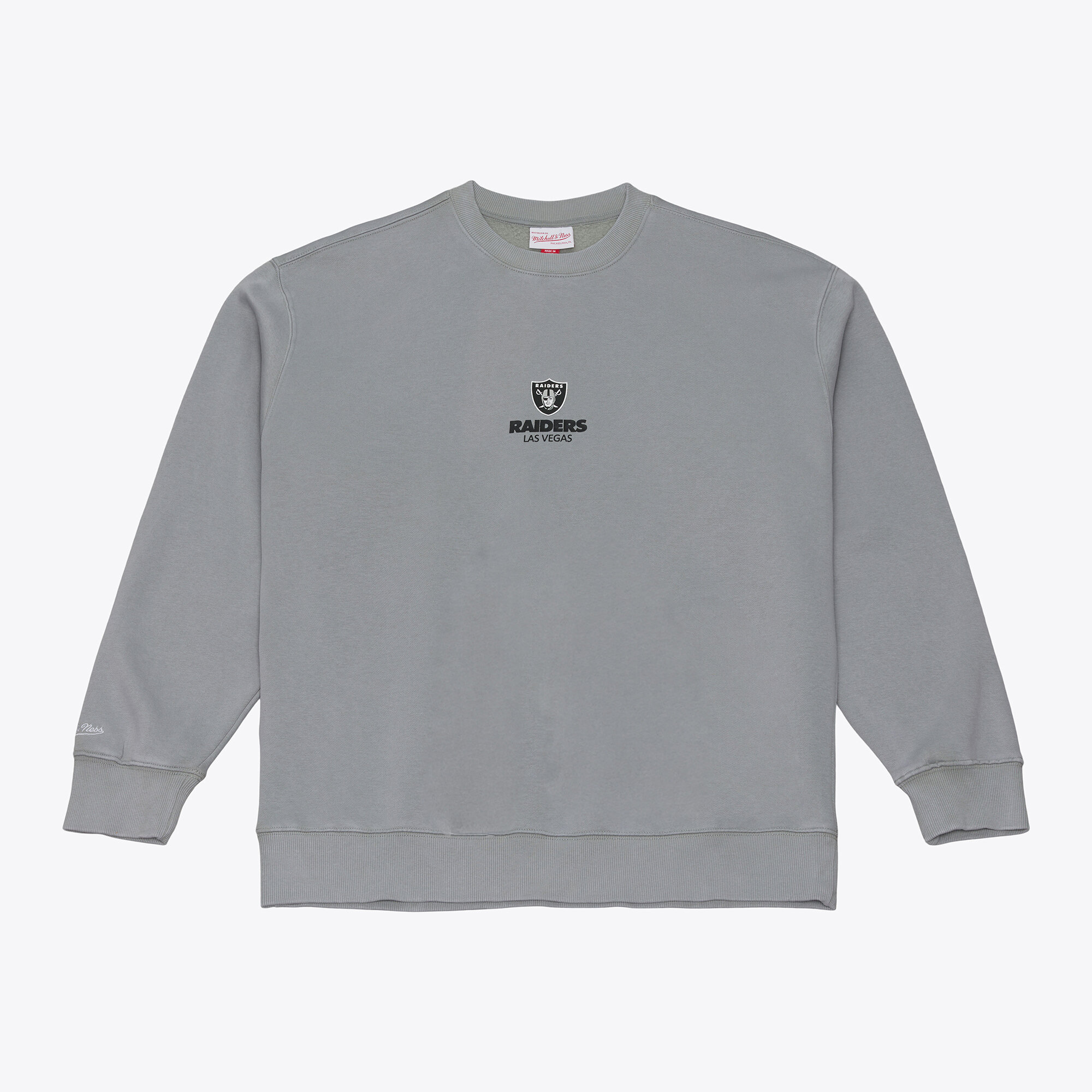 Men's Mitchell & Ness Gray Las Vegas Raiders Core Essentials Micro Logo Fleece Sweatshirt