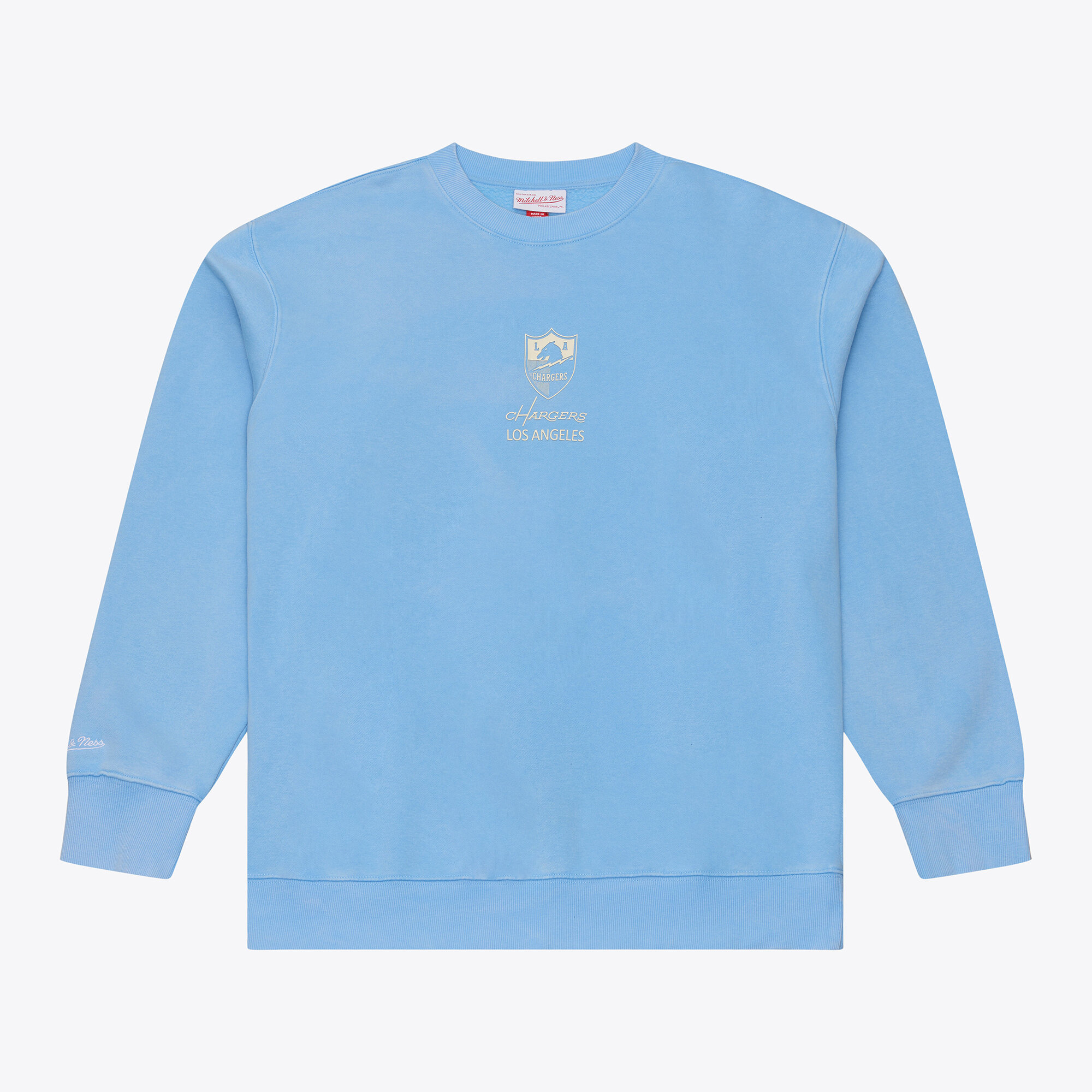 Men's Mitchell & Ness Powder Blue Los Angeles Chargers Core Essentials Micro Logo Fleece Sweatshirt