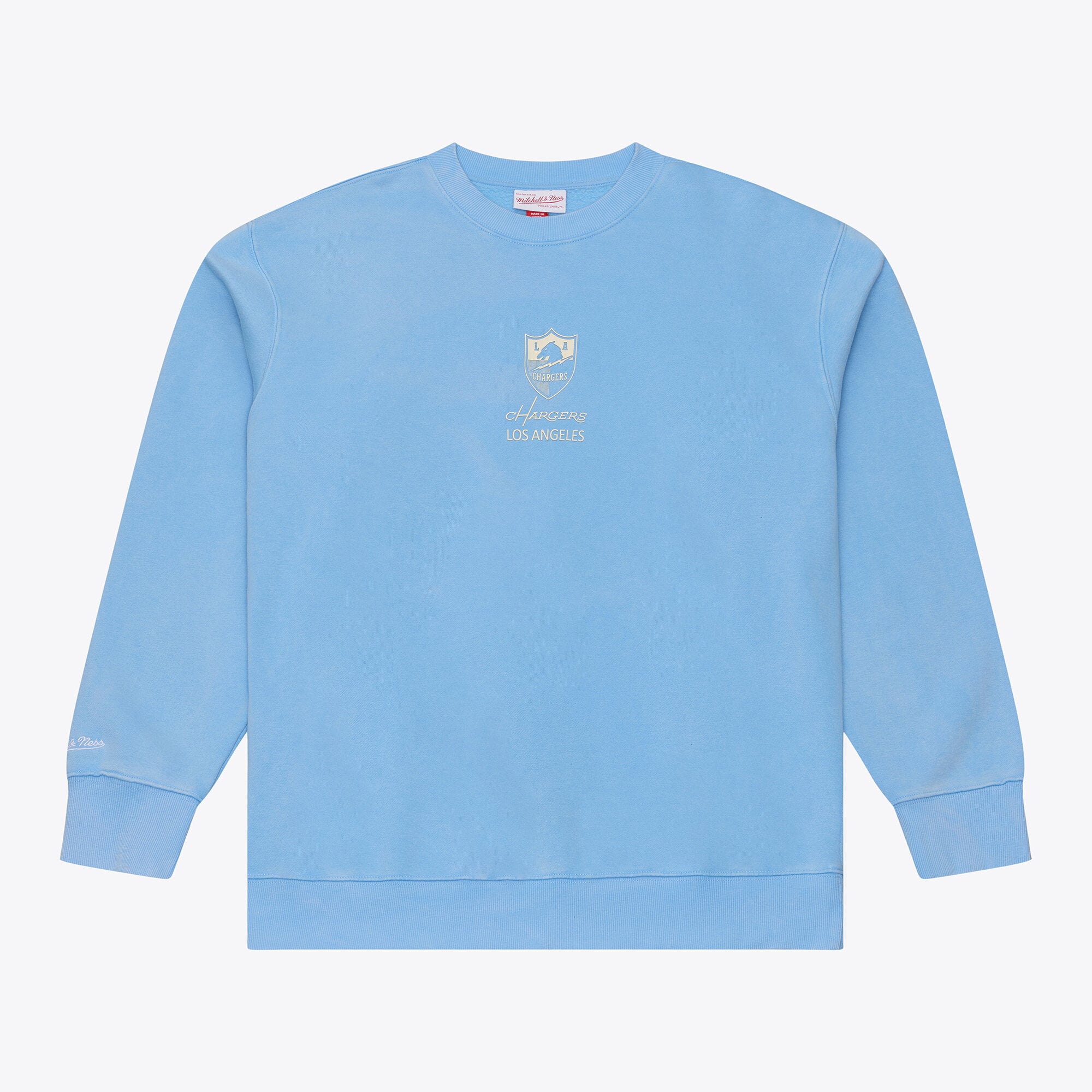 Sudadera de forro polar Mitchell & Ness Core Essentials Micro Logo para hombre, color azul claro, de los Los Angeles Chargers.