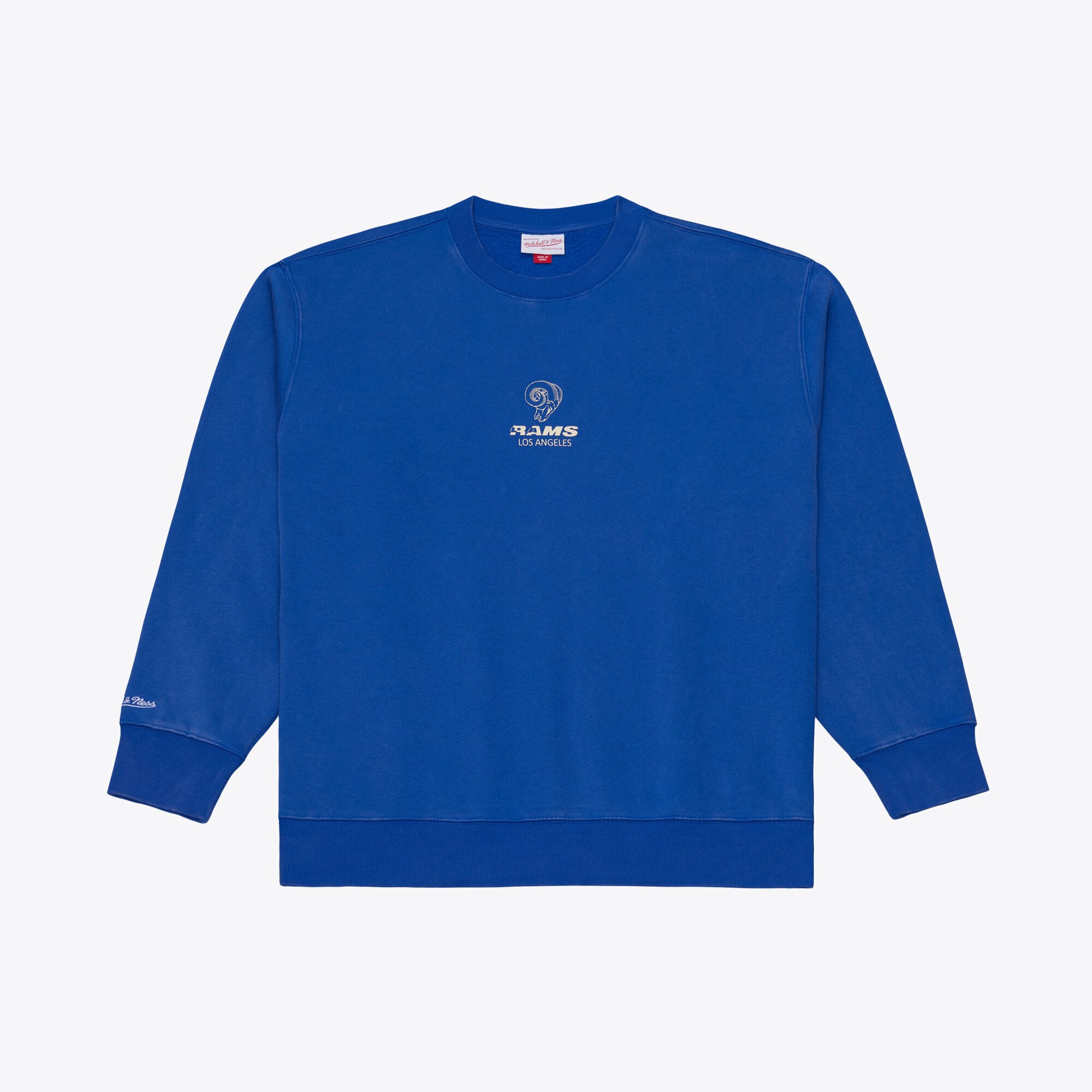 Felpa da uomo Mitchell & Ness Royal Los Angeles Rams Core Essentials Micro Logo in pile