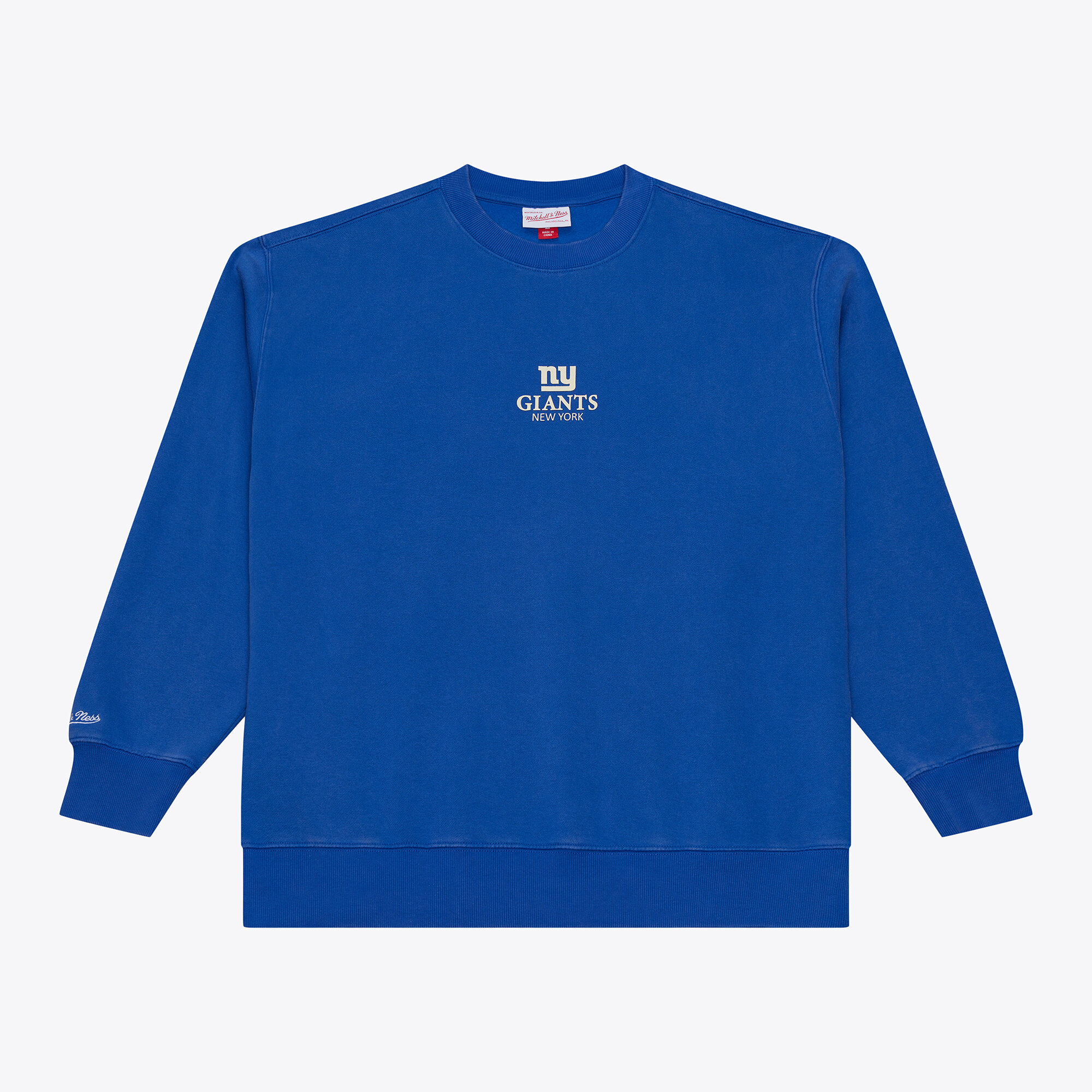 Men's Mitchell & Ness Royal New York Giants Core Essentials Micro Logo Fleece Sweatshirt
