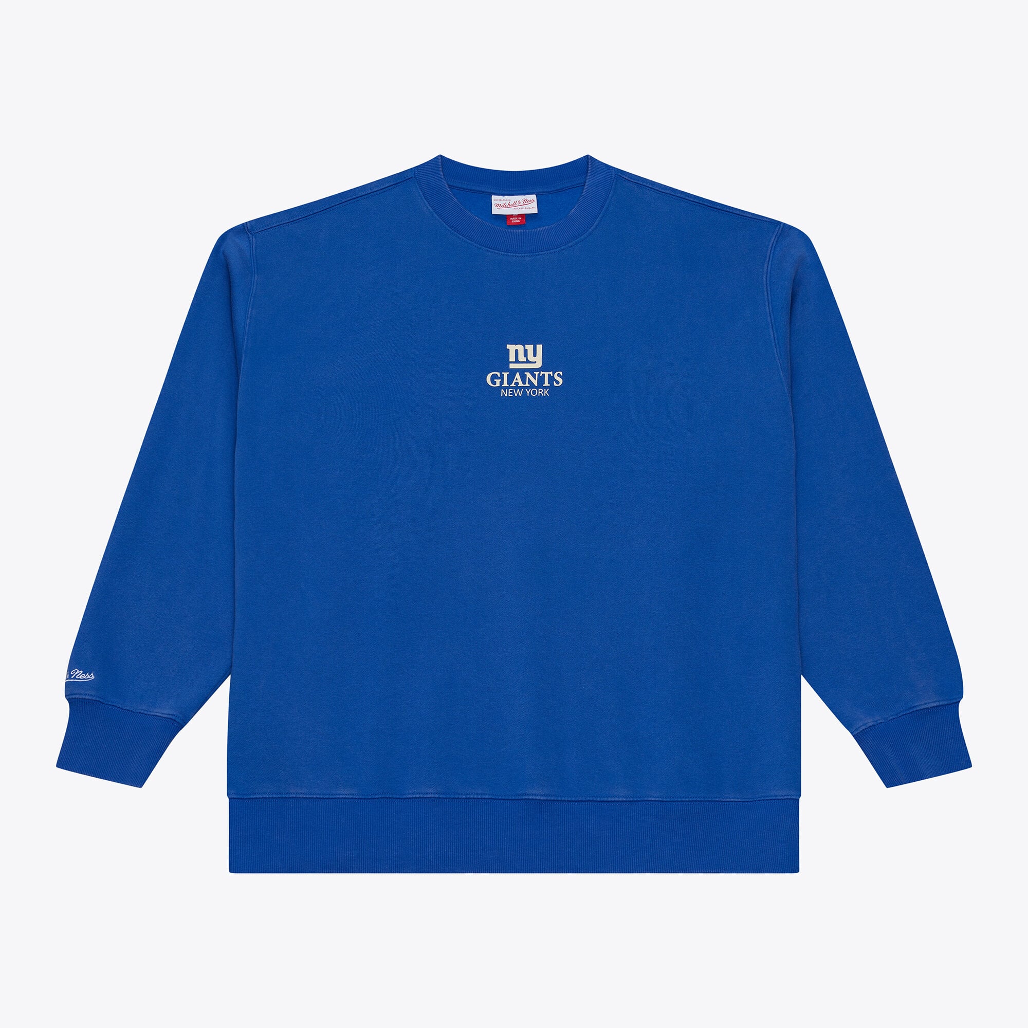 Felpa da uomo Mitchell & Ness Royal New York Giants Core Essentials Micro Logo in pile