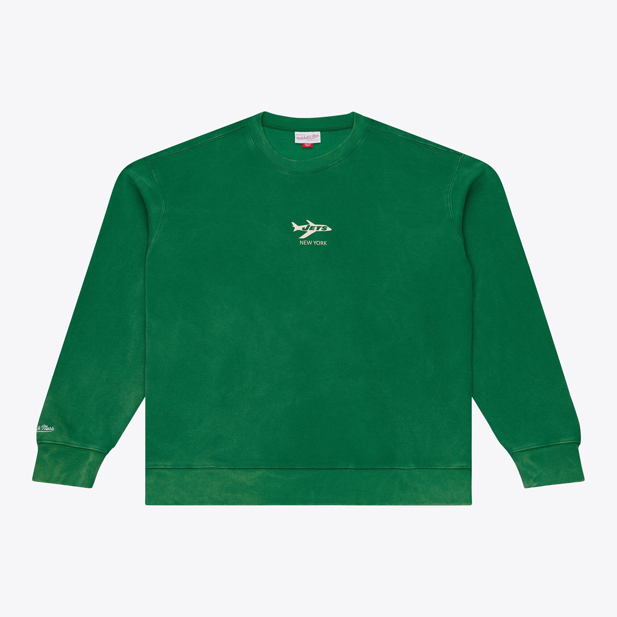 Felpa da uomo Mitchell & Ness verde New York Jets Core Essentials Micro Logo in pile