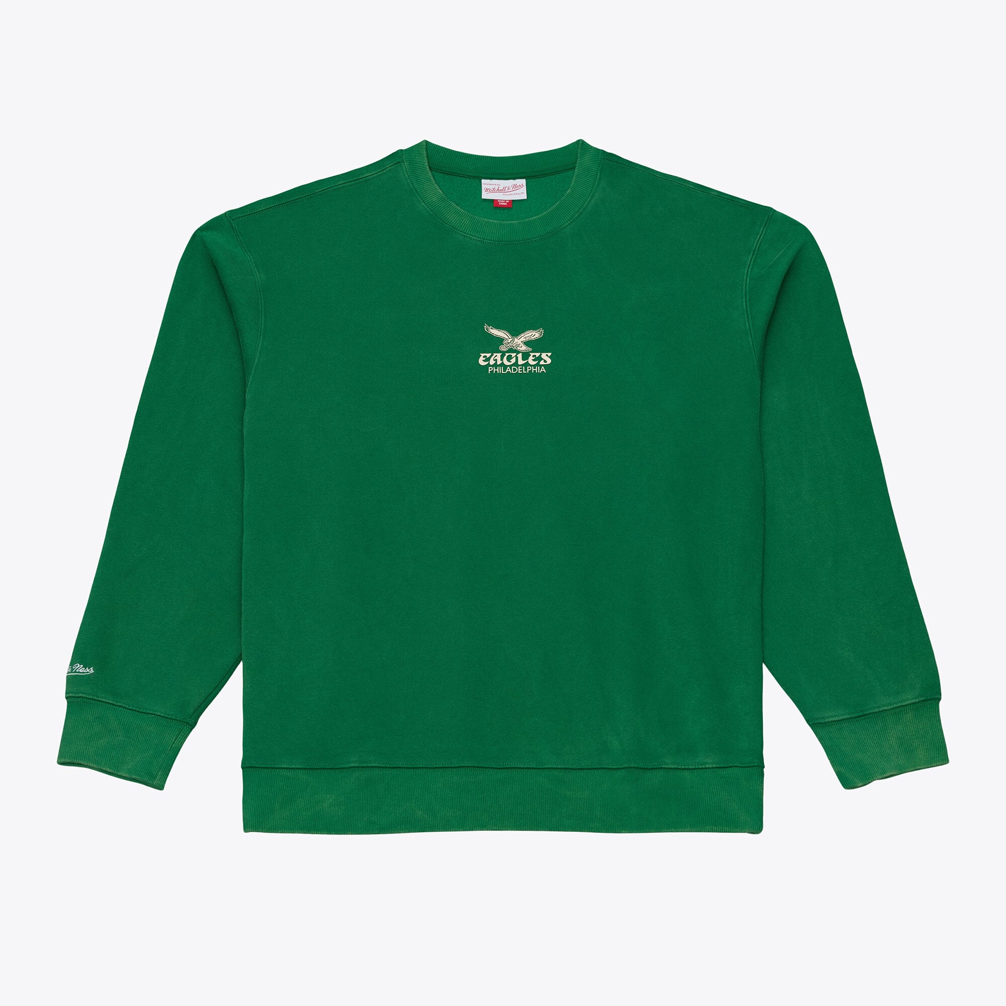 Felpa da uomo Mitchell & Ness verde Philadelphia Eagles Core Essentials Micro Logo in pile