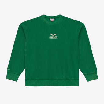 Men's Mitchell & Ness Green Philadelphia Eagles Core Essentials Micro Logo Fleece Sweatshirt