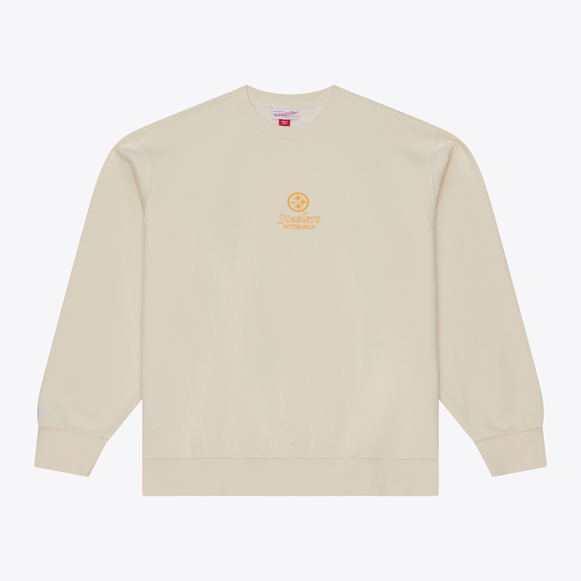 Mitchell & Ness Men's Cream Pittsburgh Steelers Core Essentials Micro Logo Fleece Sweatshirt - Cream