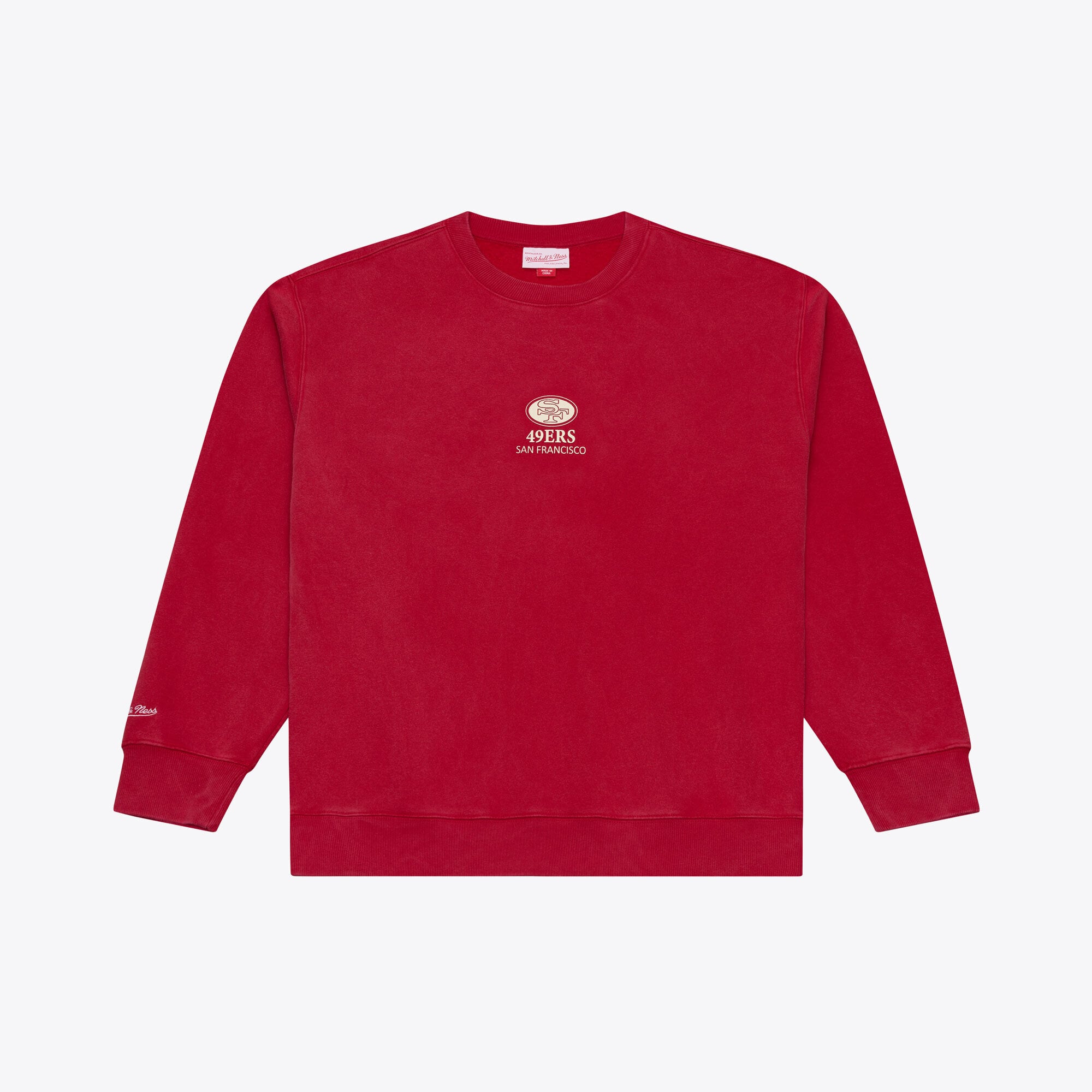 Men's Mitchell & Ness Scarlet San Francisco 49ers Core Essentials Micro Logo Fleece Sweatshirt