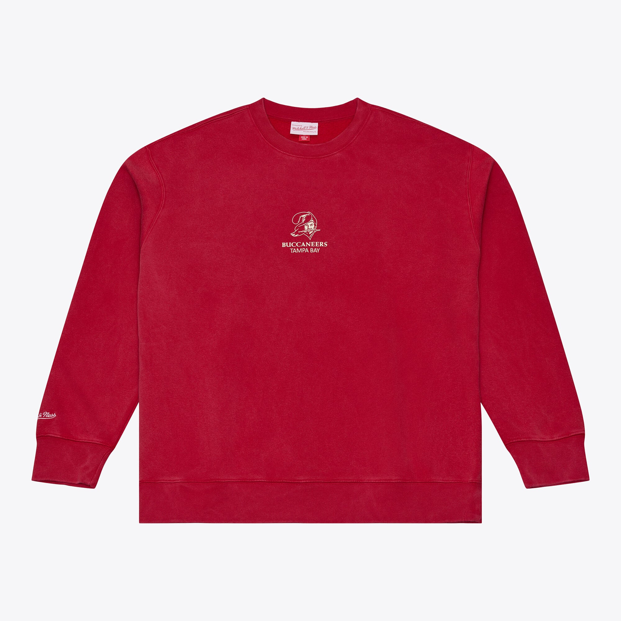 Felpa da uomo Mitchell & Ness rossa con micro logo dei Tampa Bay Buccaneers Core Essentials.