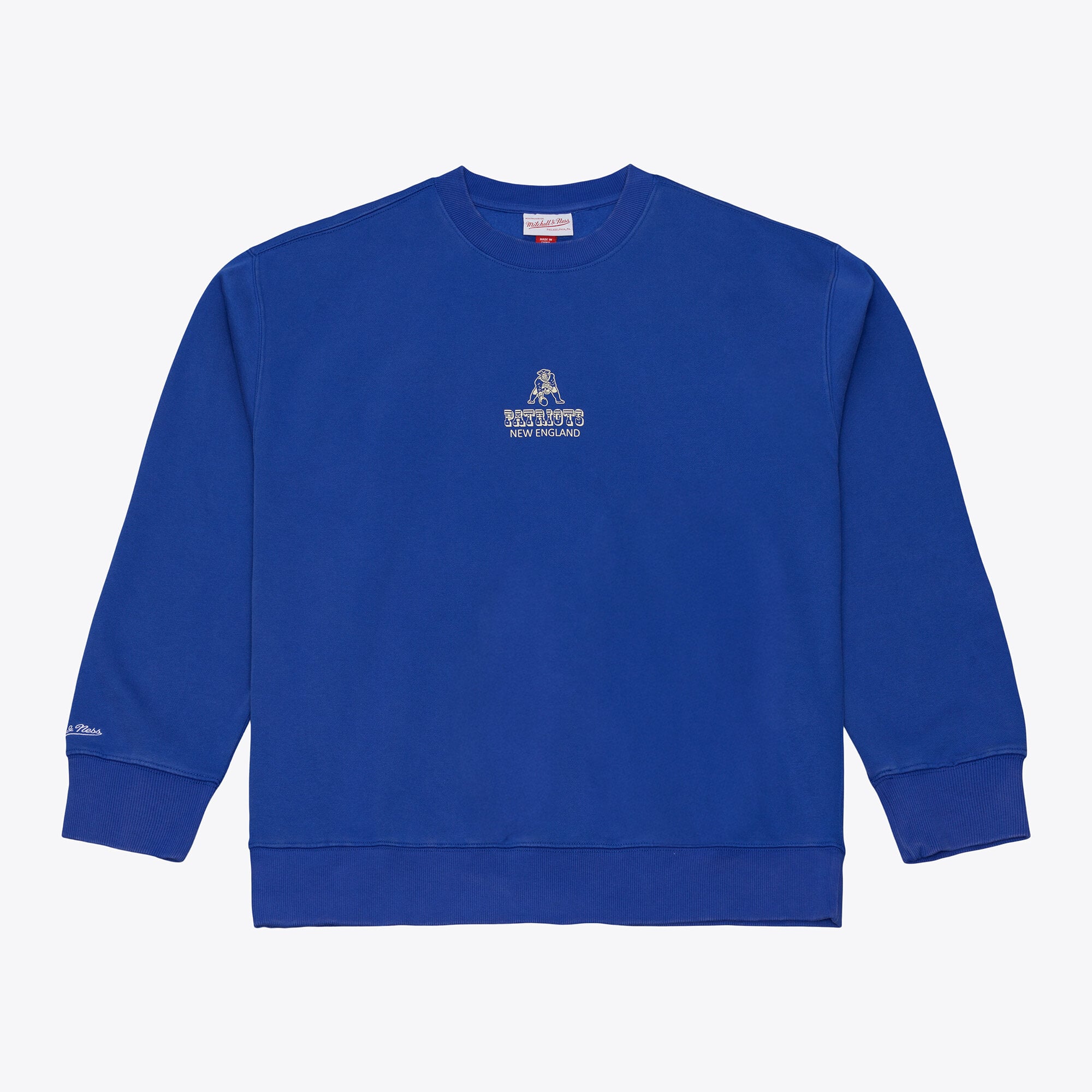 Felpa da uomo Mitchell & Ness Royal New England Patriots Core Essentials Micro Logo in pile
