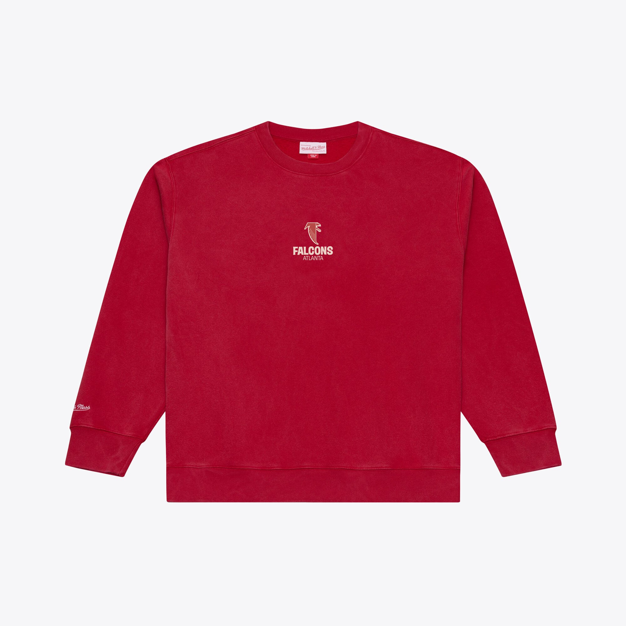 Men's Mitchell & Ness Red Atlanta Falcons Core Essentials Micro Logo Fleece Sweatshirt