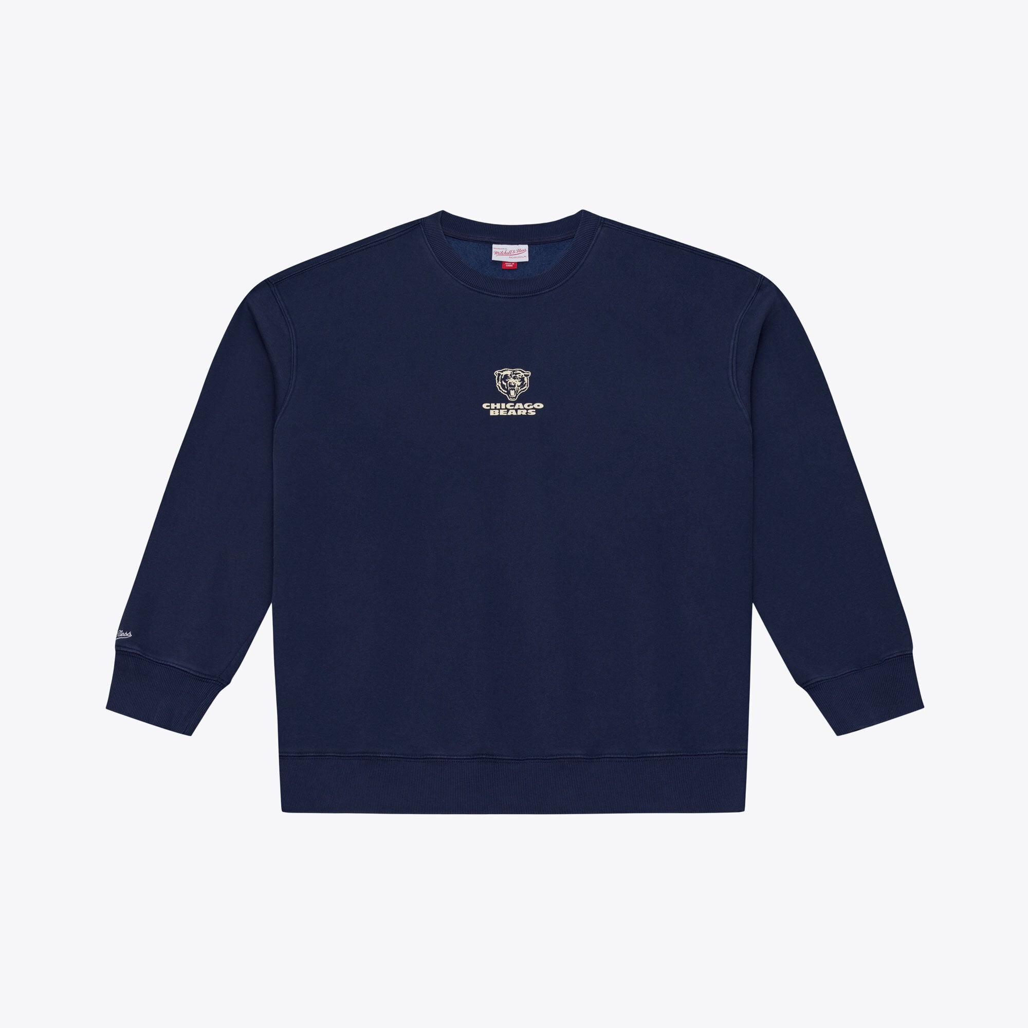 Felpa da uomo Mitchell & Ness blu navy con micro logo dei Chicago Bears Core Essentials.