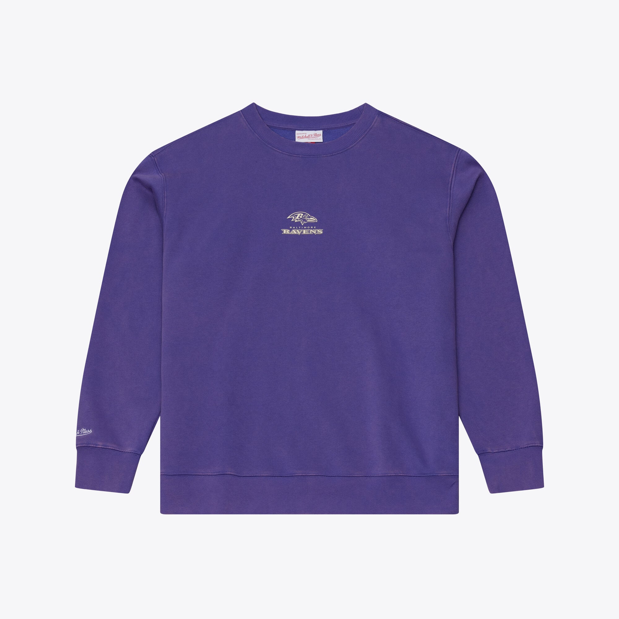 Felpa da uomo Mitchell & Ness viola con micro logo dei Baltimore Ravens Core Essentials.