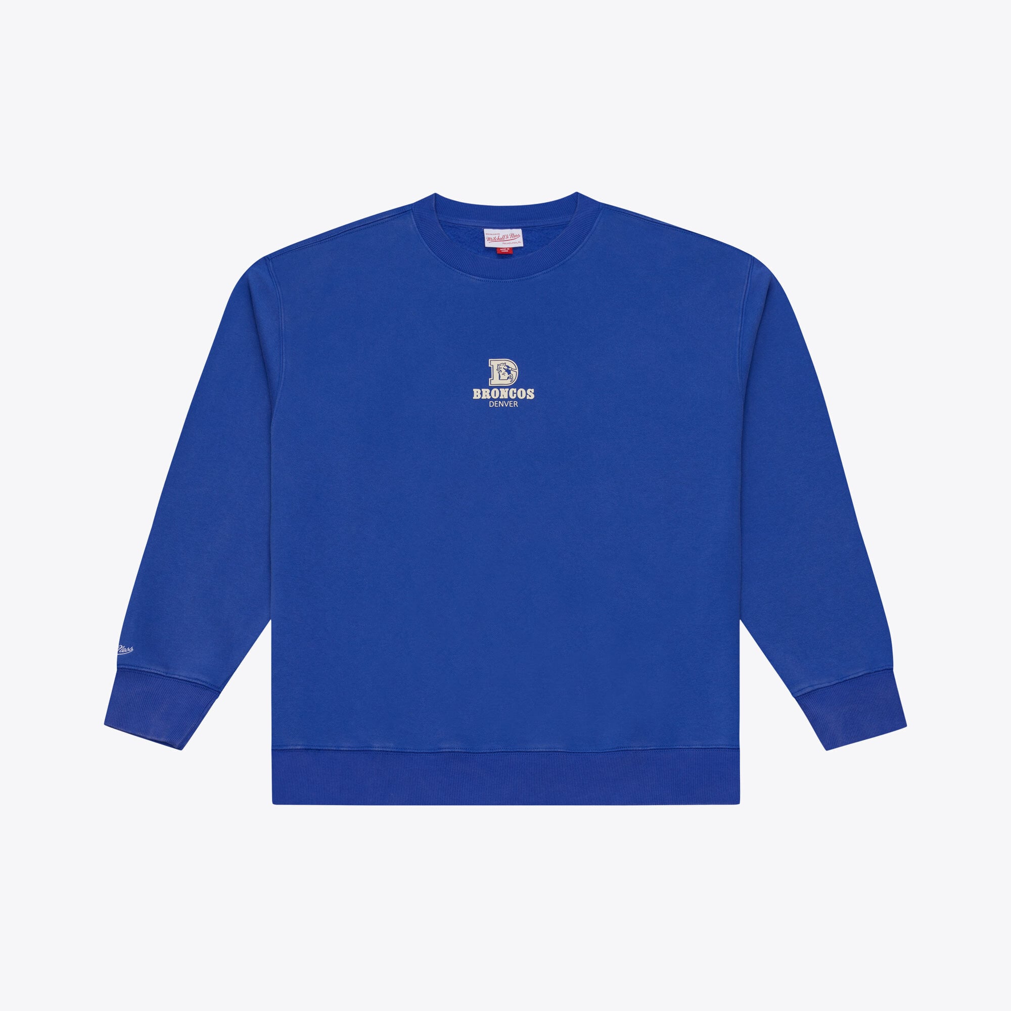 Felpa da uomo Mitchell & Ness Royal Denver Broncos Core Essentials Micro Logo in pile