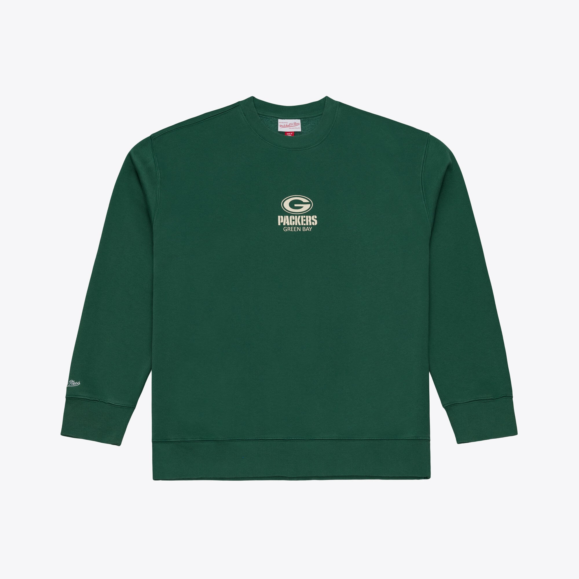 Sudadera de forro polar Mitchell & Ness Core Essentials Micro Logo para hombre, color verde oscuro, de los Green Bay Packers.