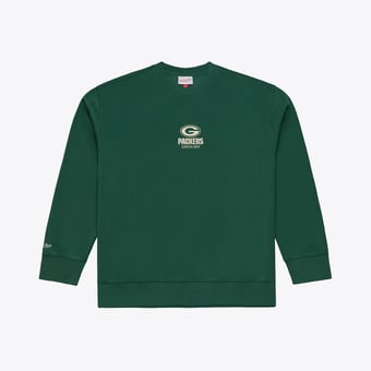 Men's Mitchell & Ness Dark Green Green Bay Packers Core Essentials Micro Logo Fleece Sweatshirt