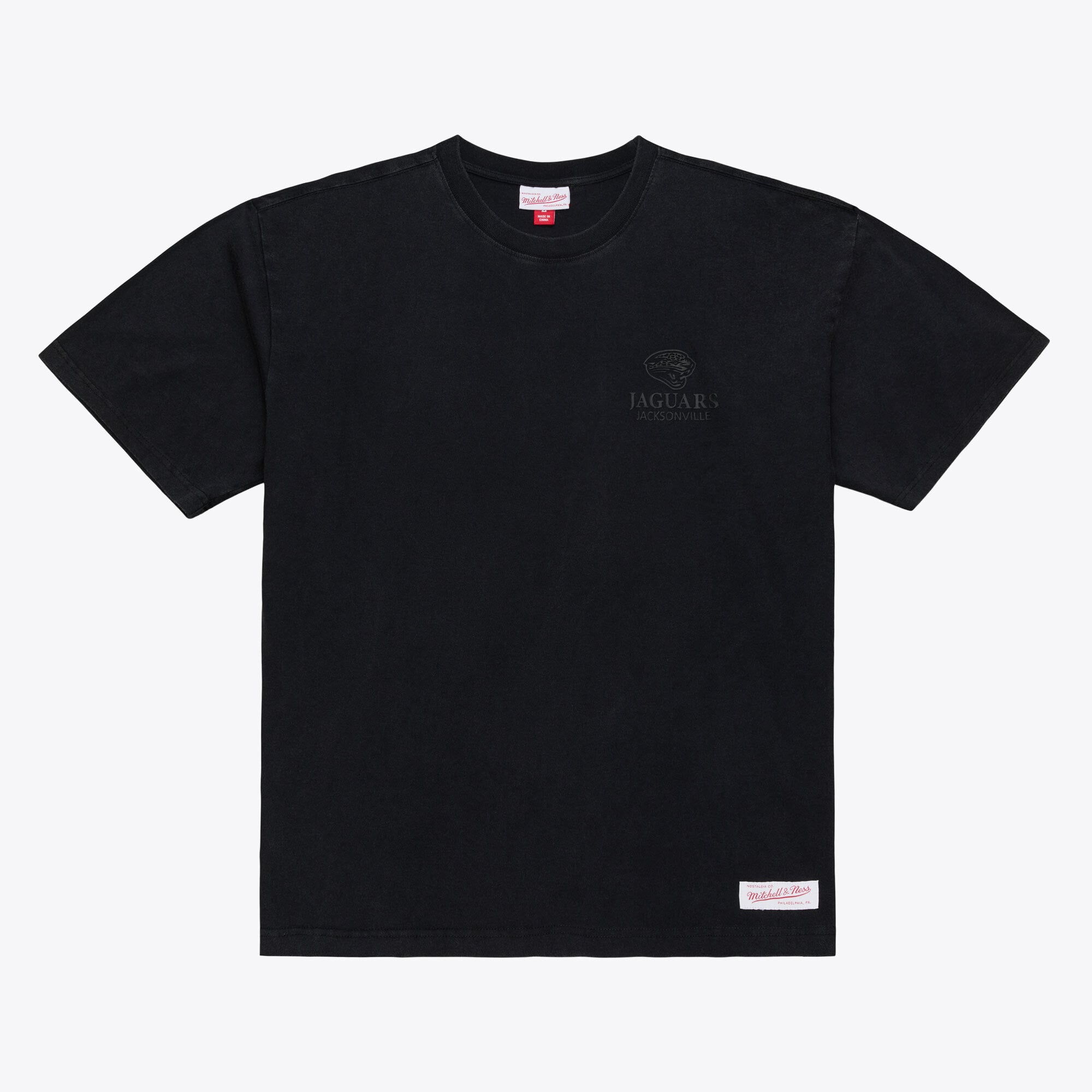 T-shirt Mitchell & Ness noir pour homme, modèle Core Essentials Micro Logo des Jaguars de Jacksonville