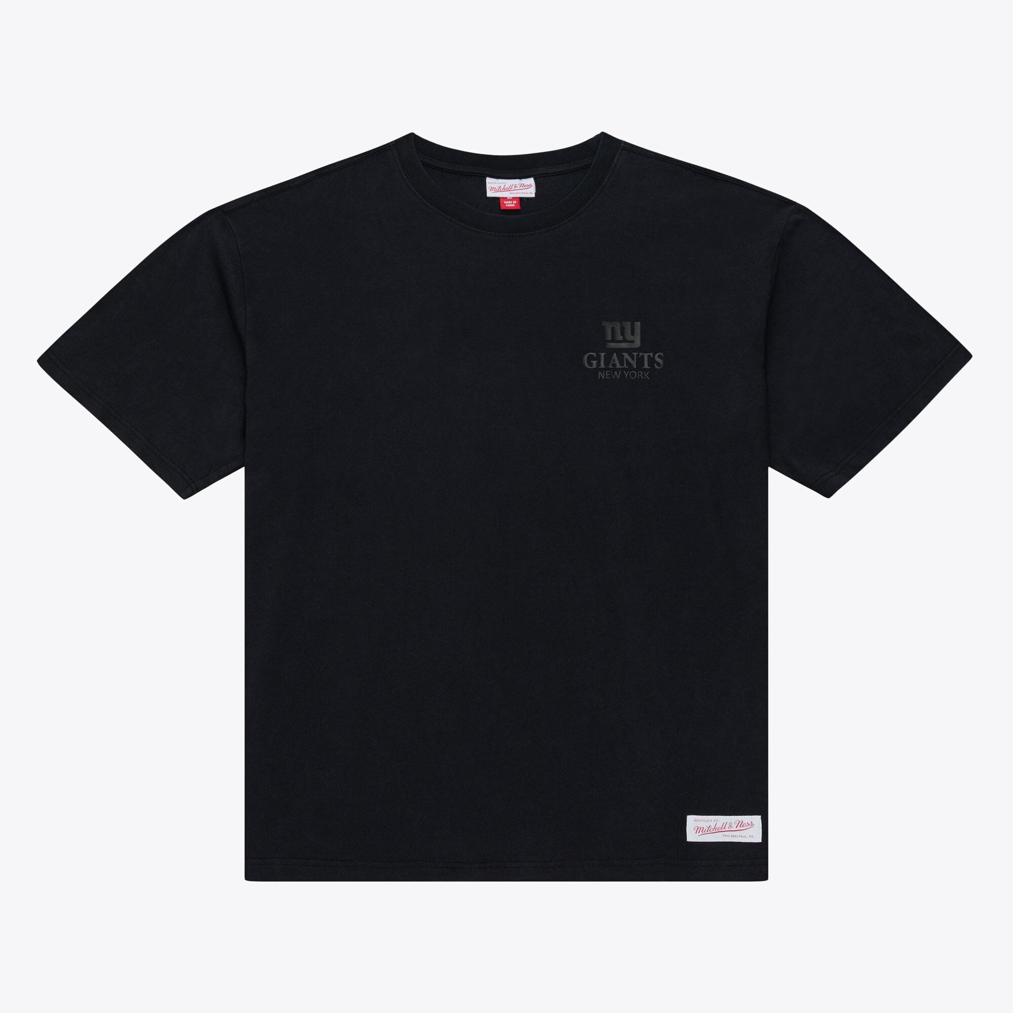 Men's Mitchell & Ness Black New York Giants Core Essentials Micro Logo T-Shirt