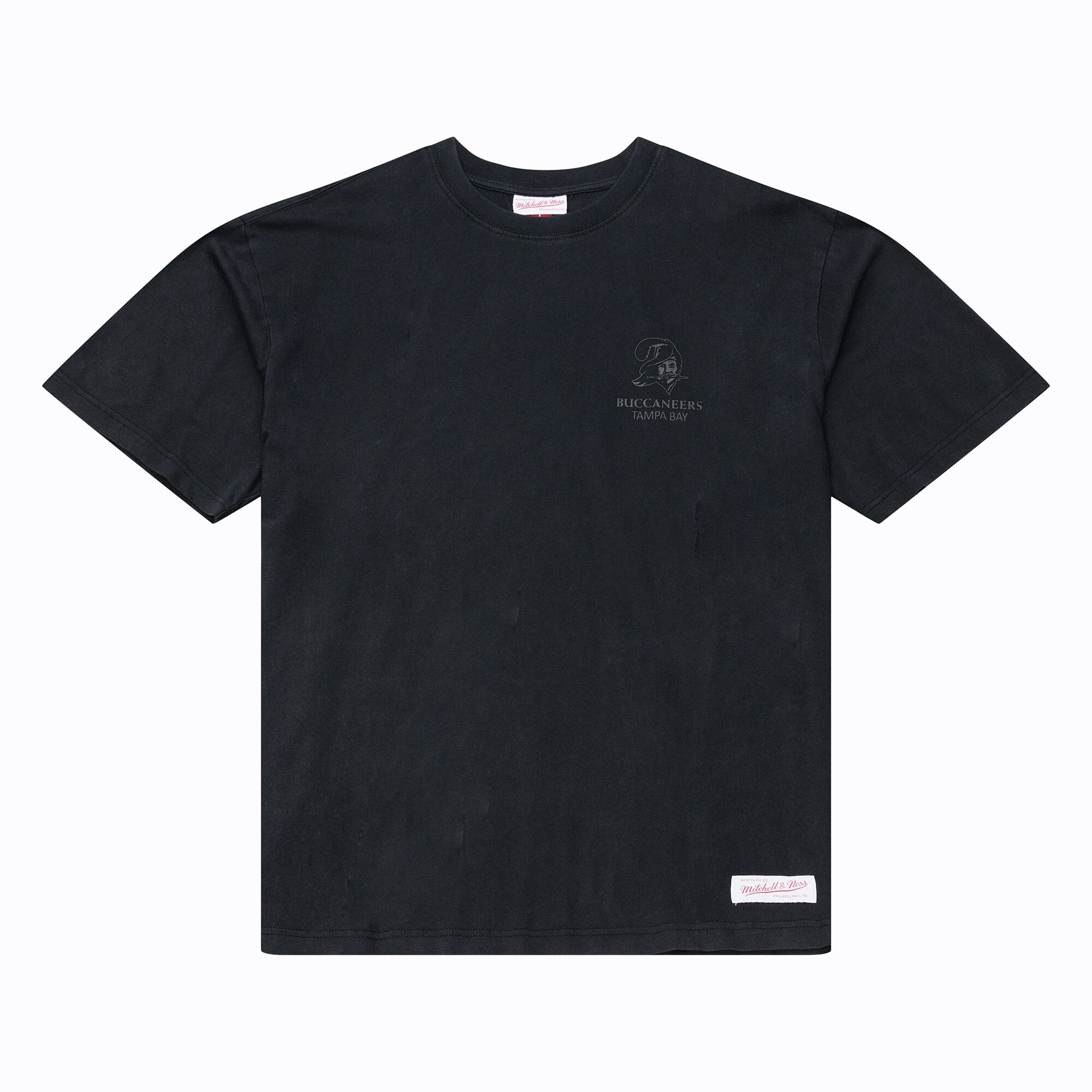 T-shirt Mitchell & Ness noir Tampa Bay Buccaneers Core Essentials Micro Logo pour homme
