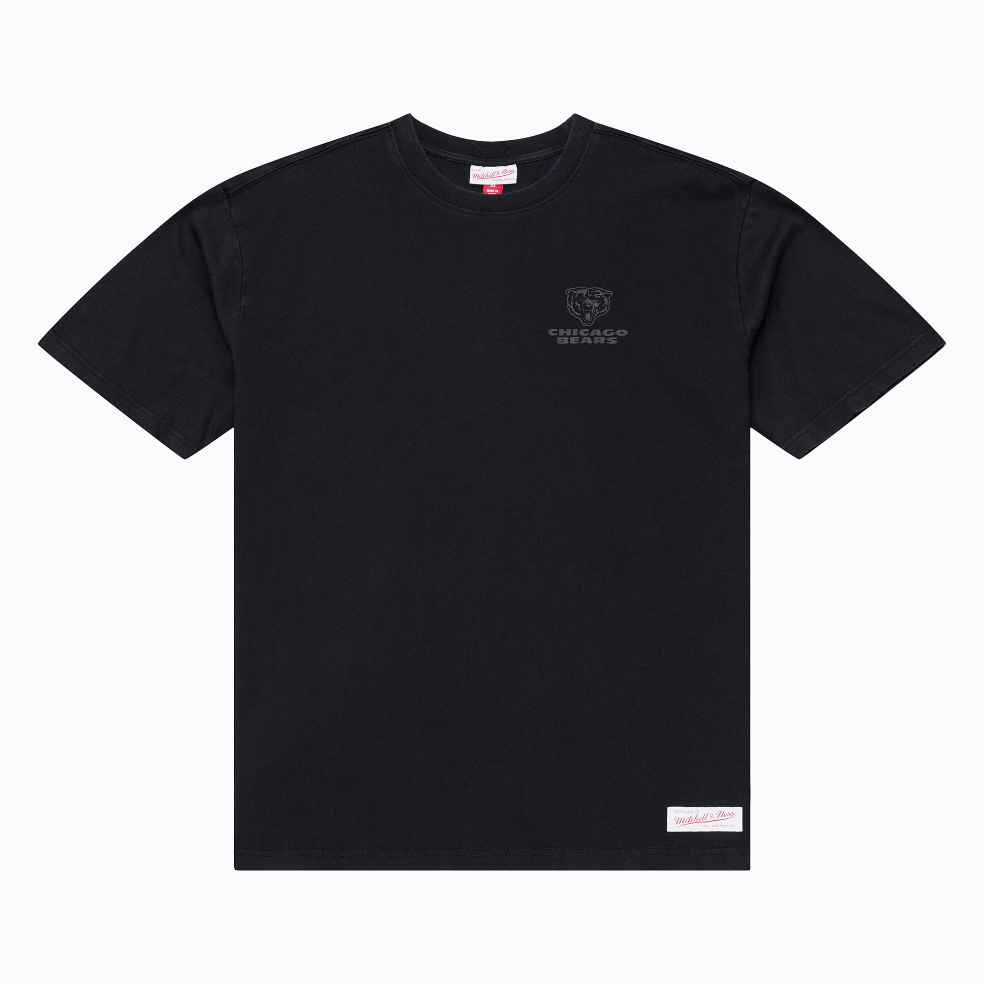 T-shirt Mitchell & Ness noir pour homme, Chicago Bears Core Essentials, micro-logo