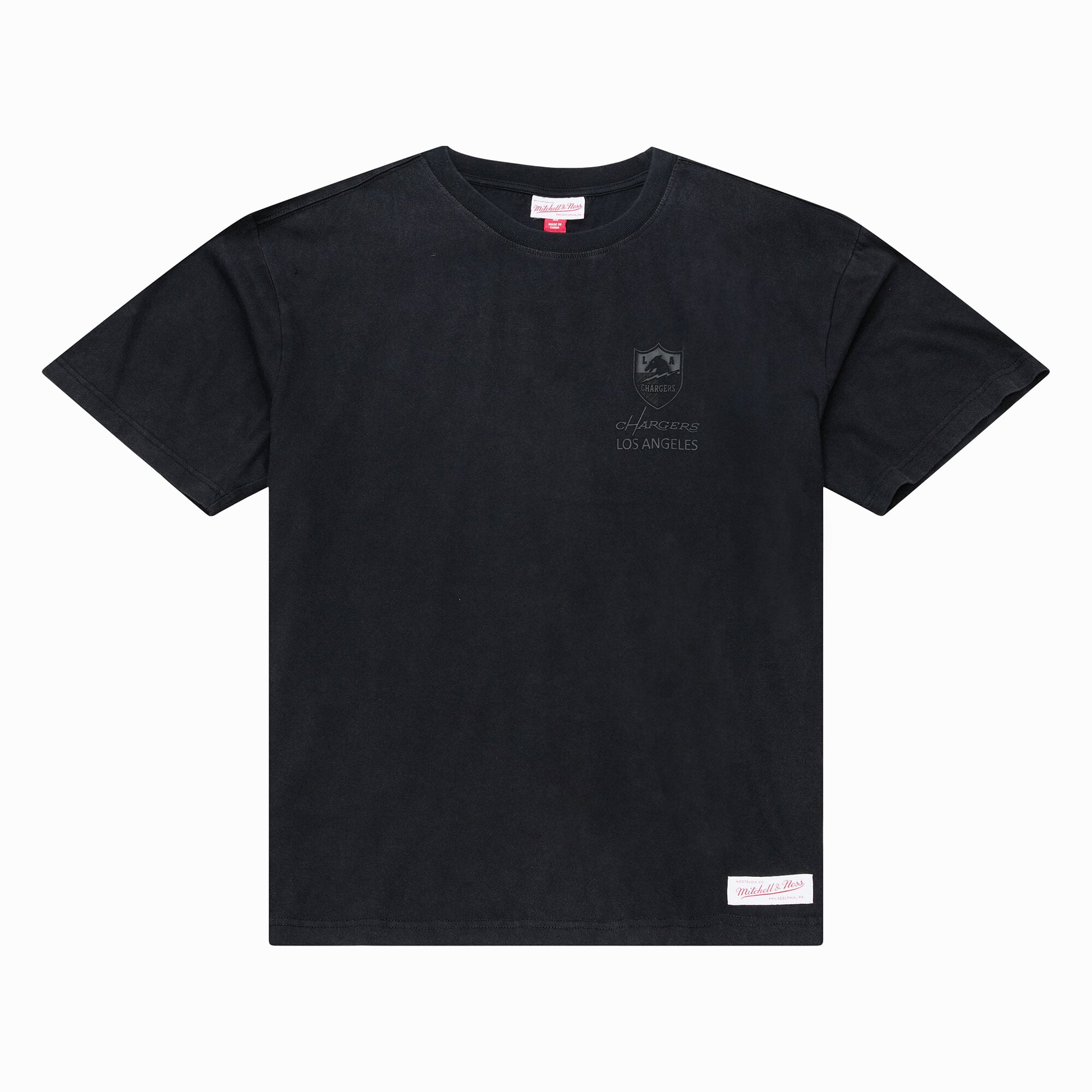 T-shirt Mitchell & Ness noir pour homme, Los Angeles Chargers Core Essentials Micro Logo