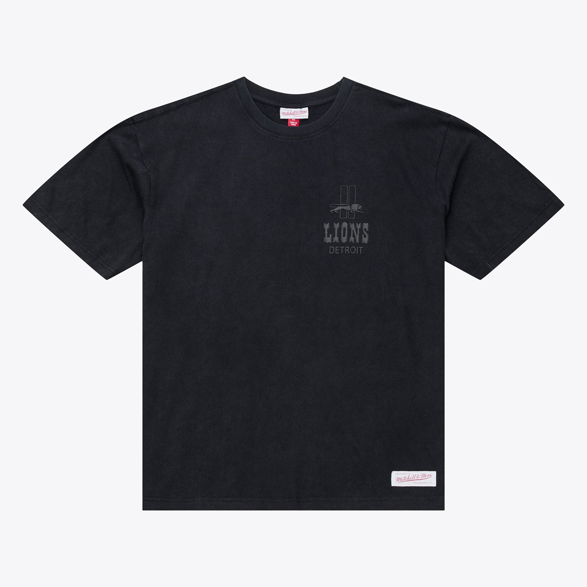 T-shirt homme Mitchell & Ness noir Detroit Lions Core Essentials Micro Logo