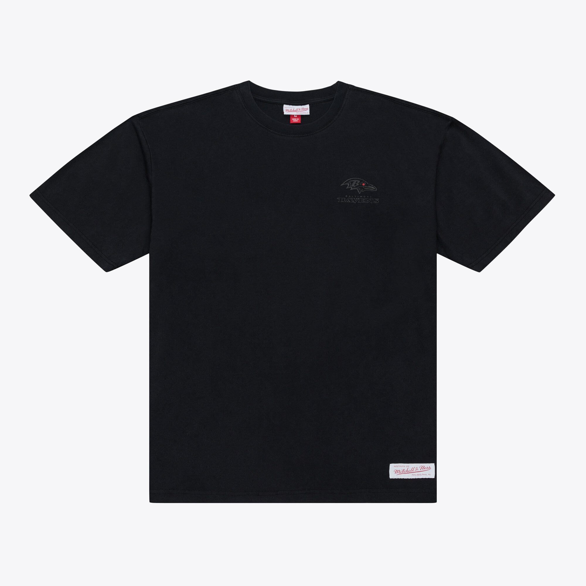 T-shirt Mitchell & Ness noir pour homme, modèle Core Essentials Micro Logo des Ravens de Baltimore