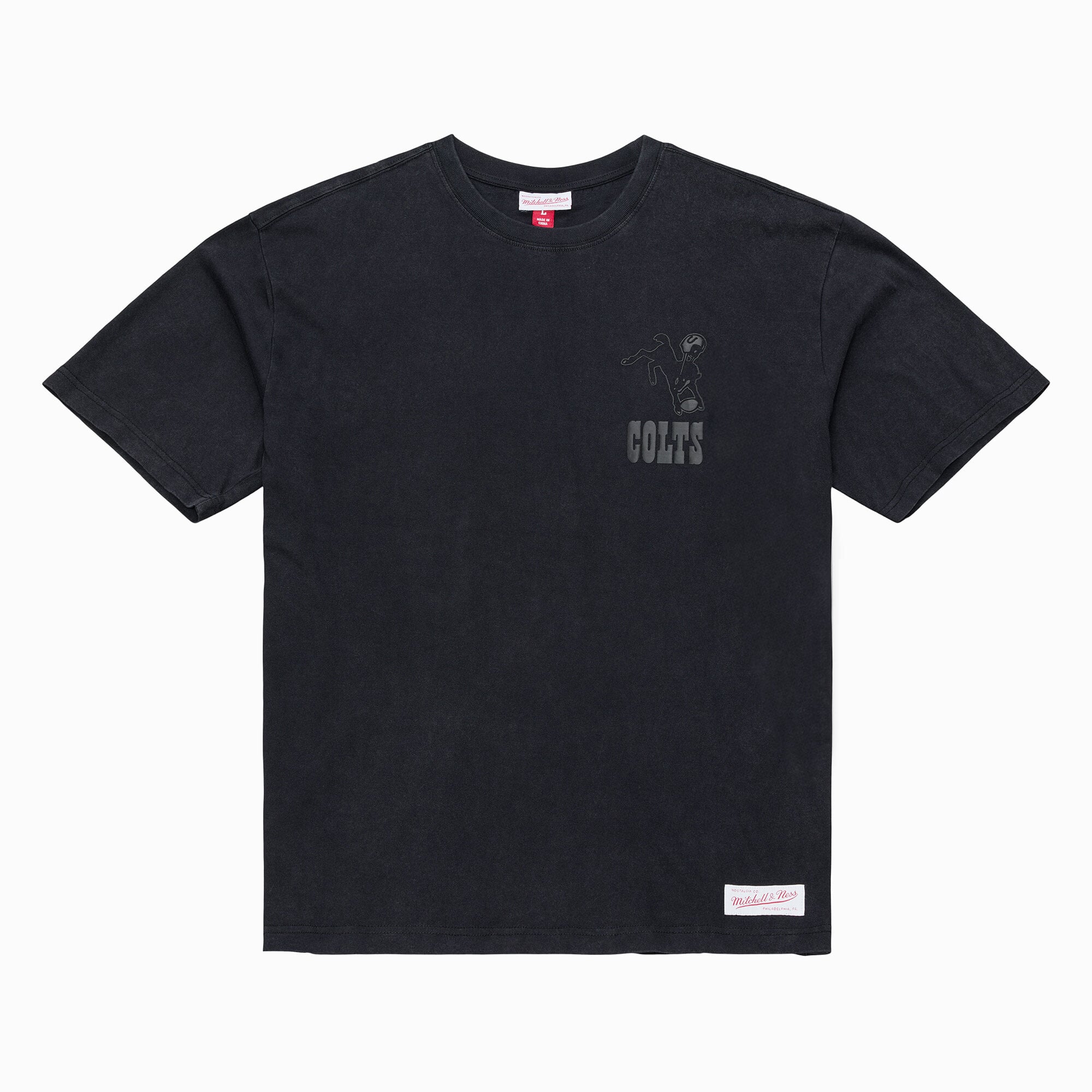 T-shirt Mitchell & Ness noir pour homme, logo micro des Indianapolis Colts Core Essentials