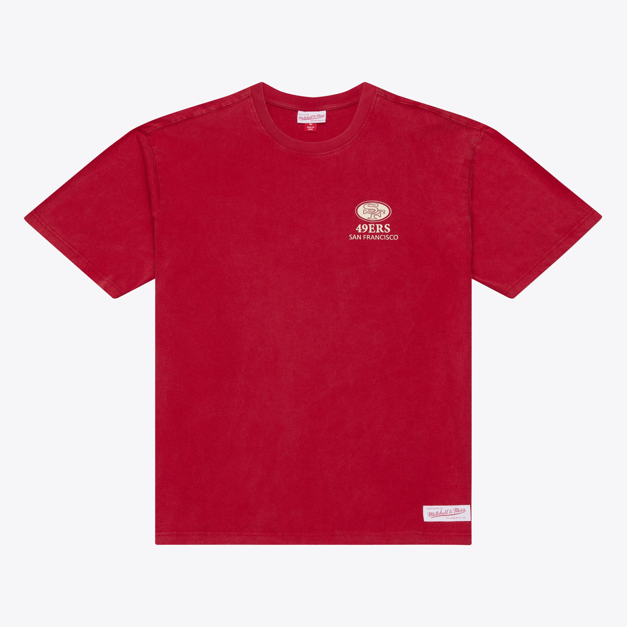 Camiseta Mitchell & Ness Scarlet San Francisco 49ers Core Essentials Micro Logo para hombre
