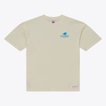 Men's Mitchell & Ness Cream Carolina Panthers Core Essentials Micro Logo T-Shirt