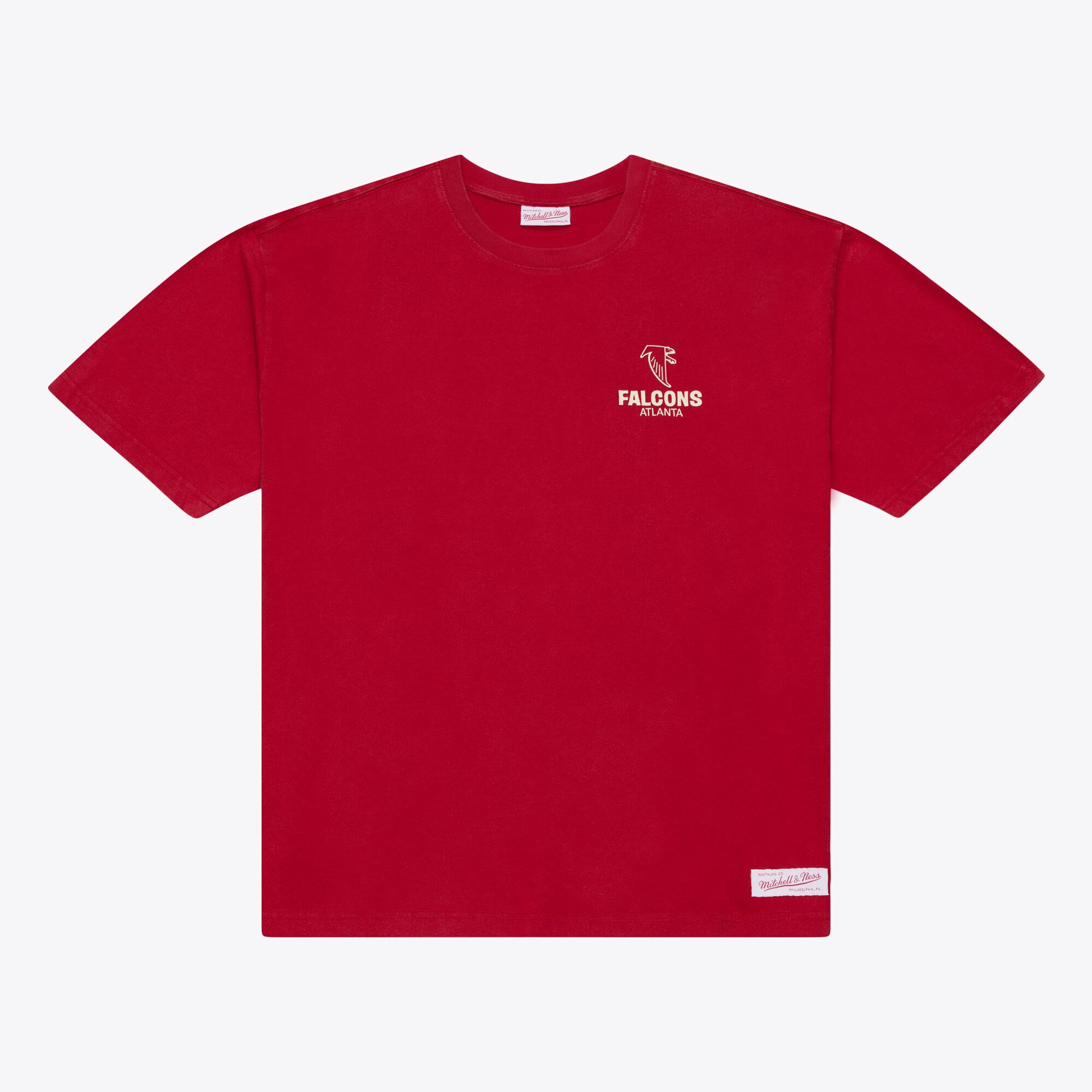 Camiseta Mitchell & Ness roja con micrologotipo de los Atlanta Falcons de la colección Core Essentials para hombre.