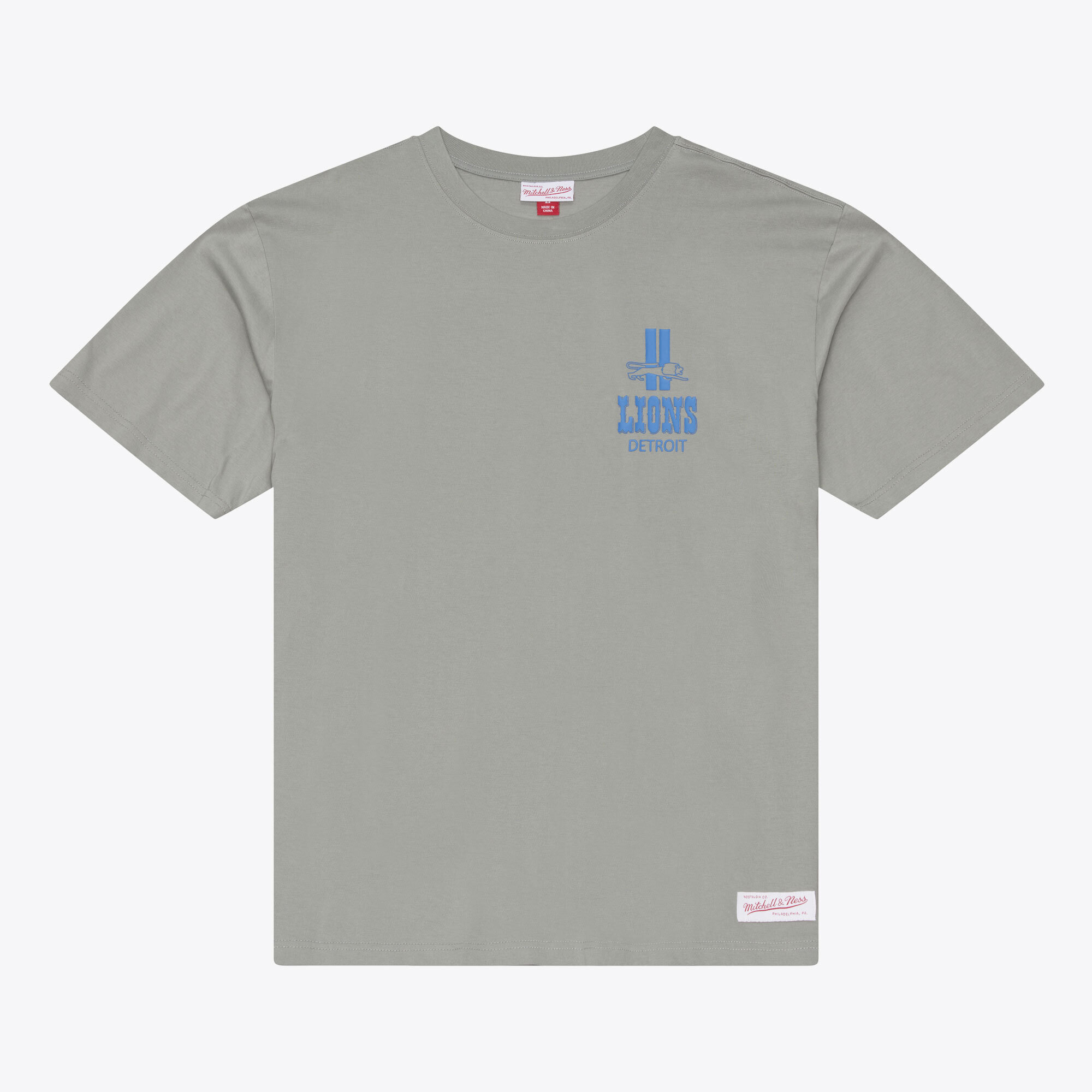 Men's Mitchell & Ness Gray Detroit Lions Core Essentials Micro Logo T-Shirt