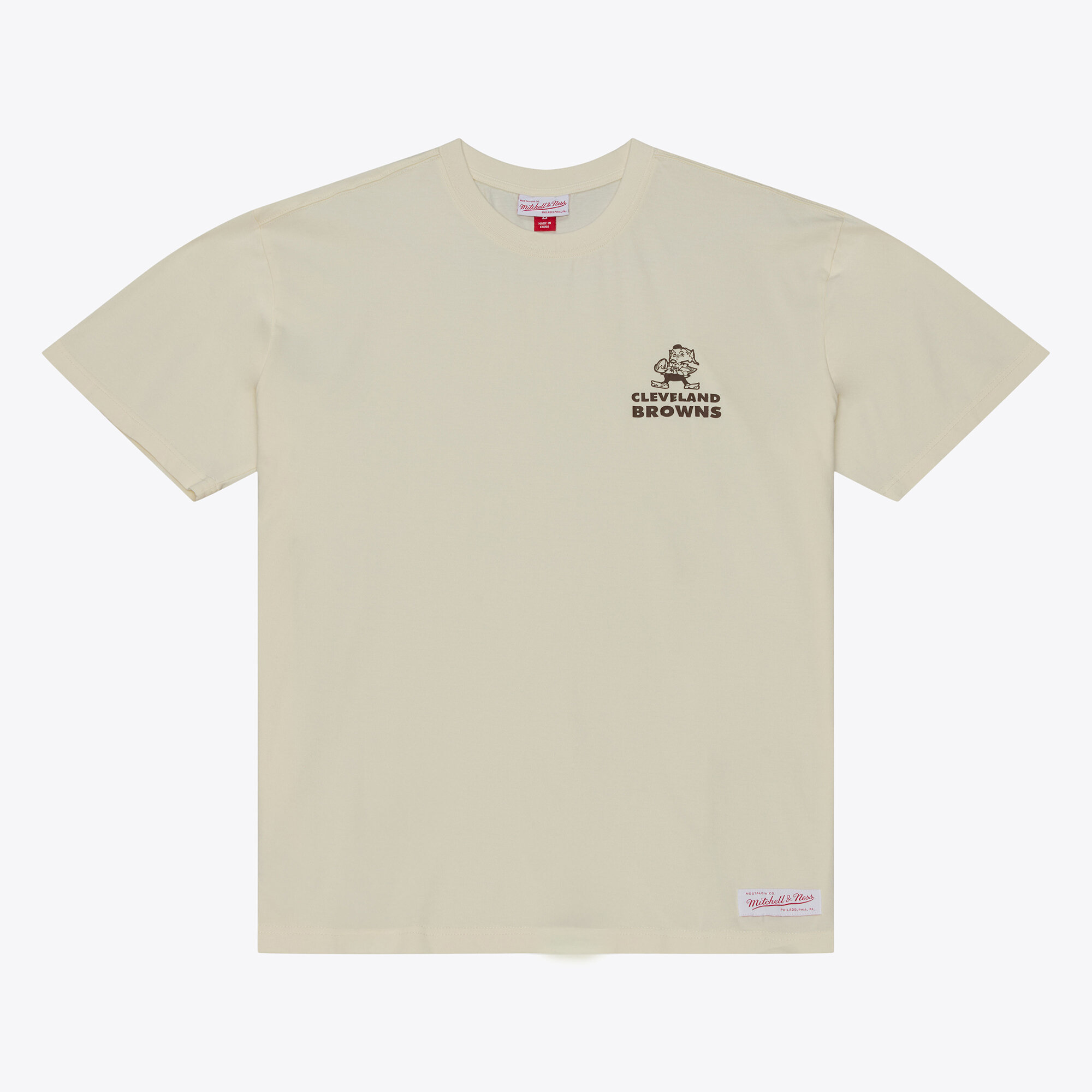 Mitchell & Ness Men's Mitchell Ness Cream Cleveland Browns Core Essentials Micro Logo T-Shirt - Cream