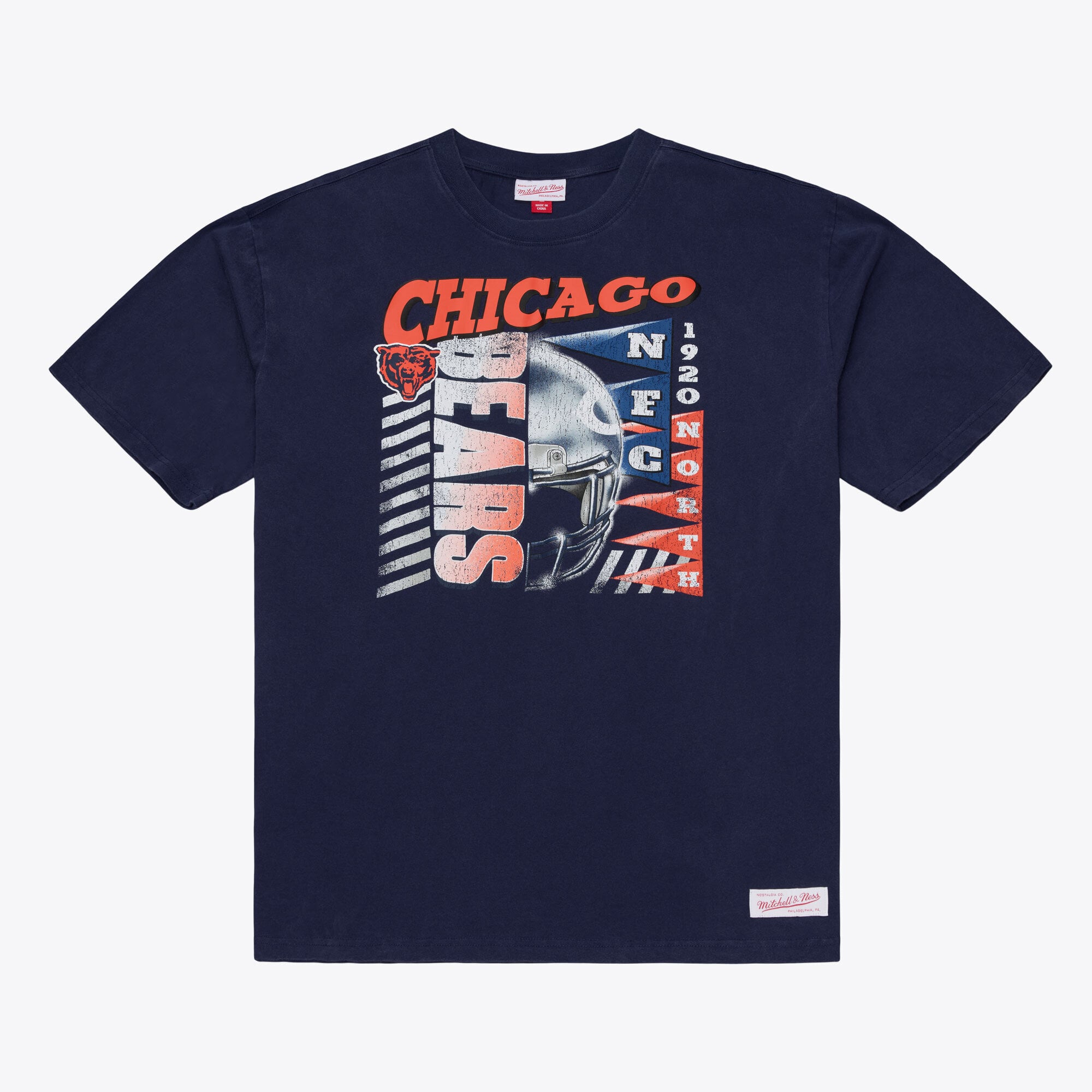 T-shirt graphique Mitchell & Ness Core Essentials Street pour homme, bleu marine, Chicago Bears