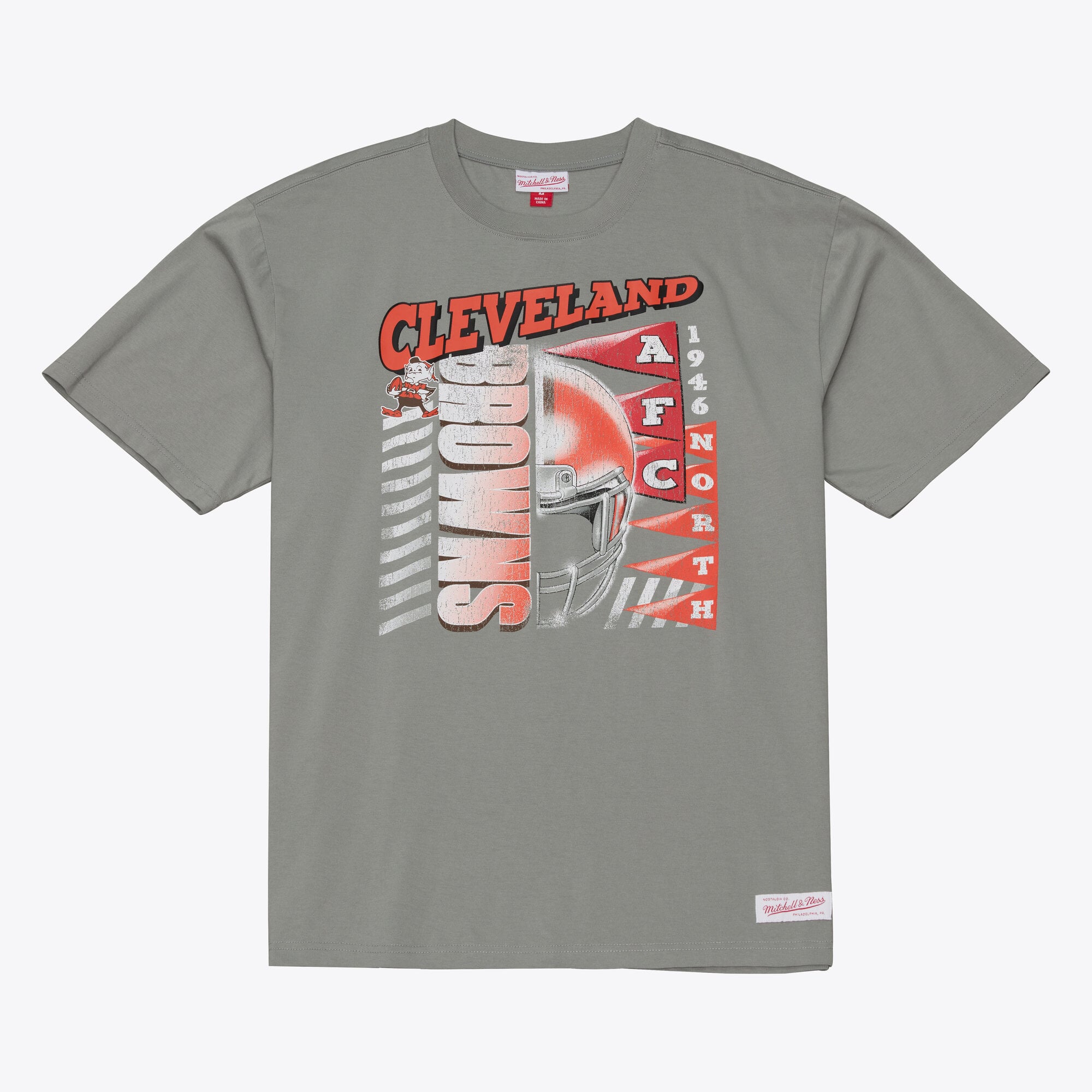T-shirt graphique Mitchell & Ness gris Cleveland Browns Core Essentials Street pour homme