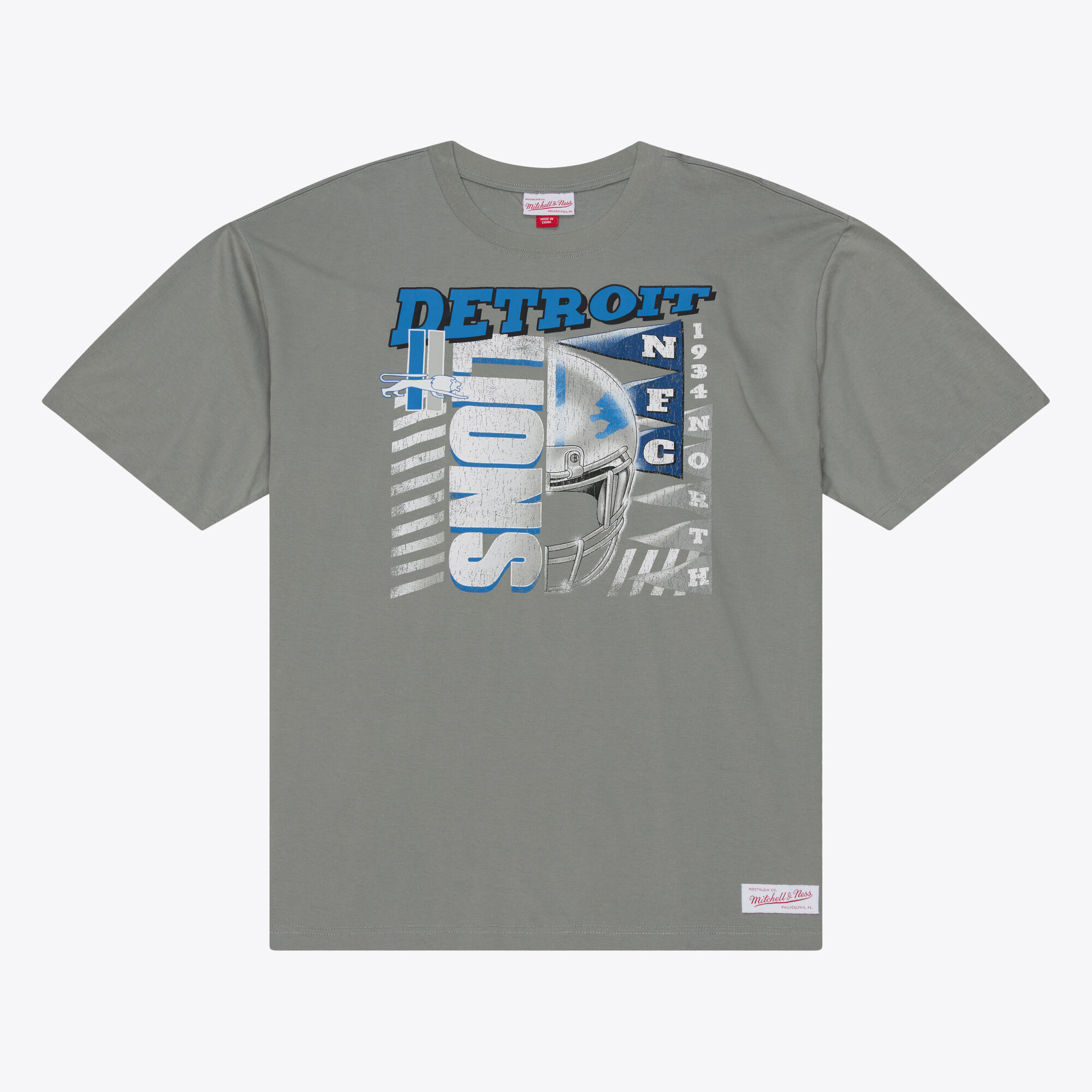 Men's Mitchell & Ness Gray Detroit Lions Core Essentials Street Graphic T-Shirt