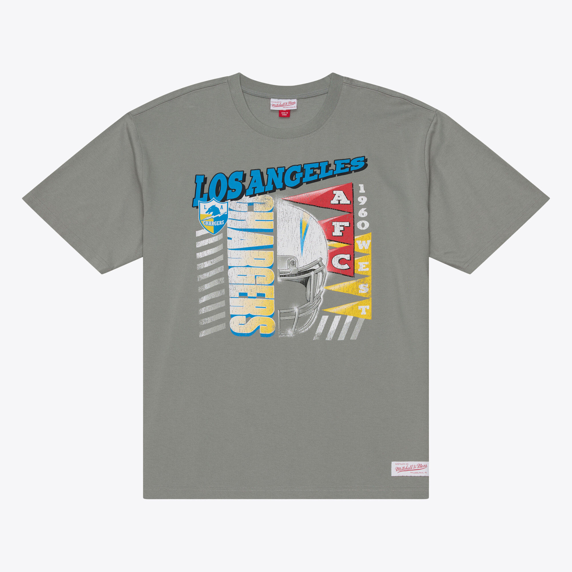 Men's Mitchell & Ness Gray Los Angeles Chargers Core Essentials Street Graphic T-Shirt