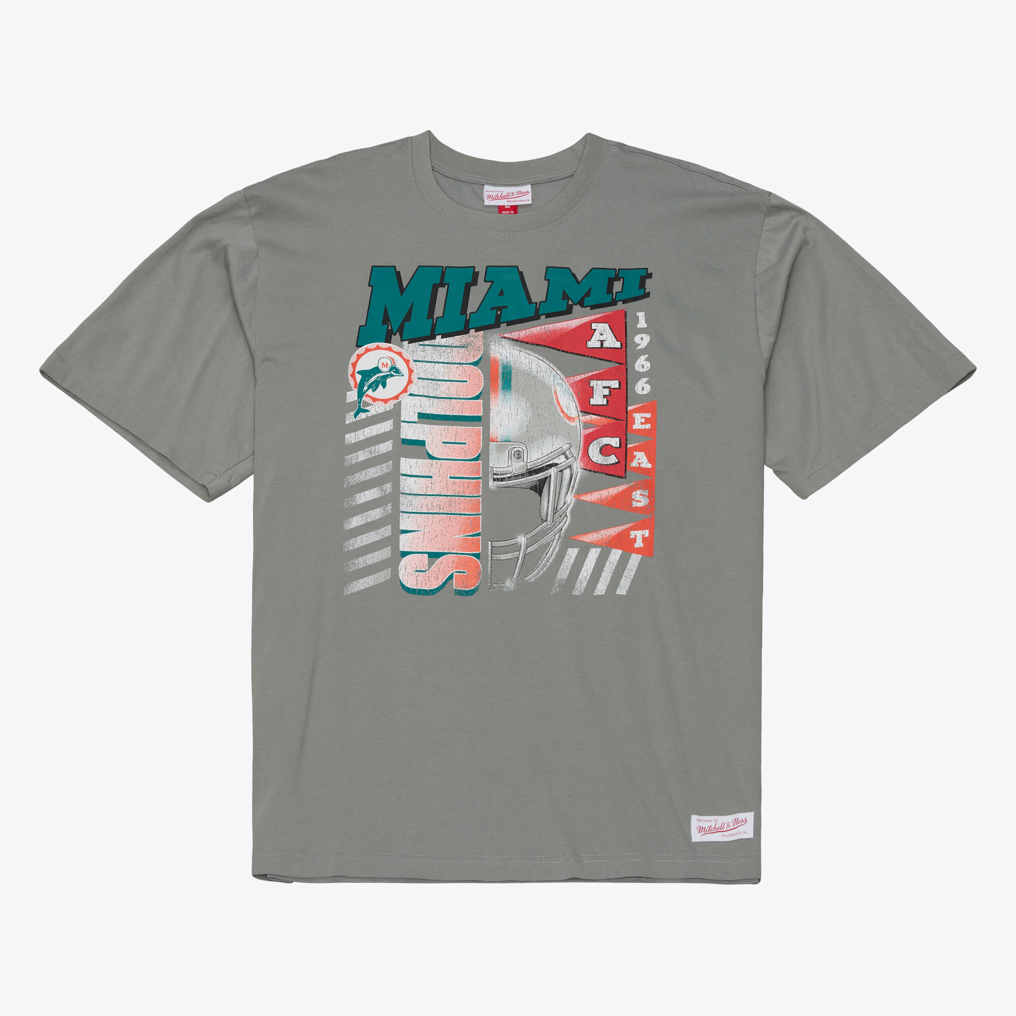 Men's Mitchell & Ness Gray Miami Dolphins Core Essentials Street Graphic T-Shirt