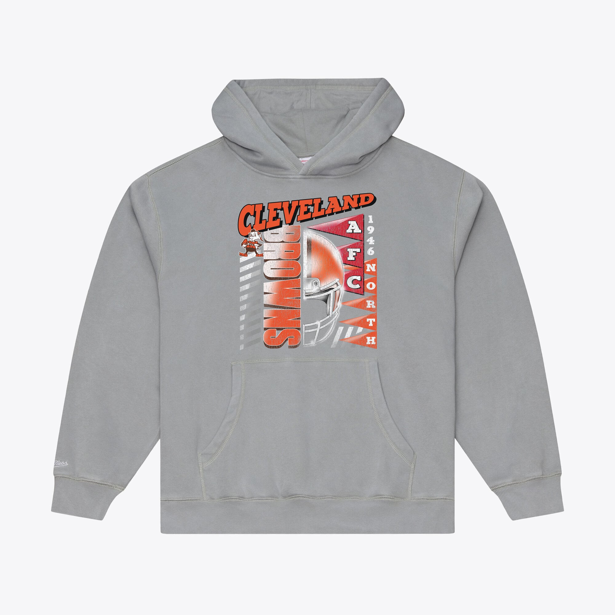 Sweat à capuche en polaire Mitchell & Ness gris Cleveland Browns Core Essentials Street Graphic pour homme
