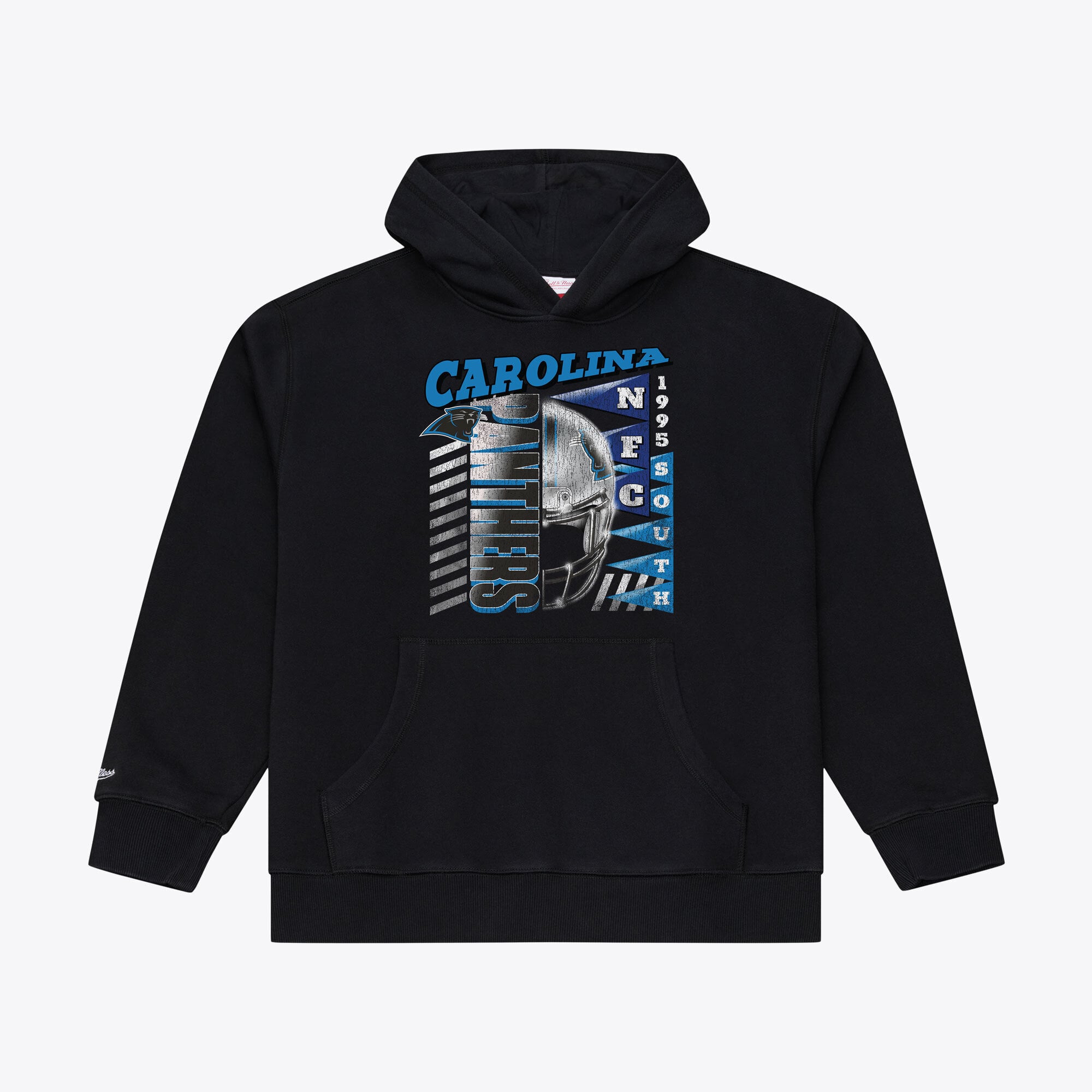 Sweat à capuche en polaire Mitchell & Ness Core Essentials Street Graphic noir pour homme, motif Carolina Panthers.