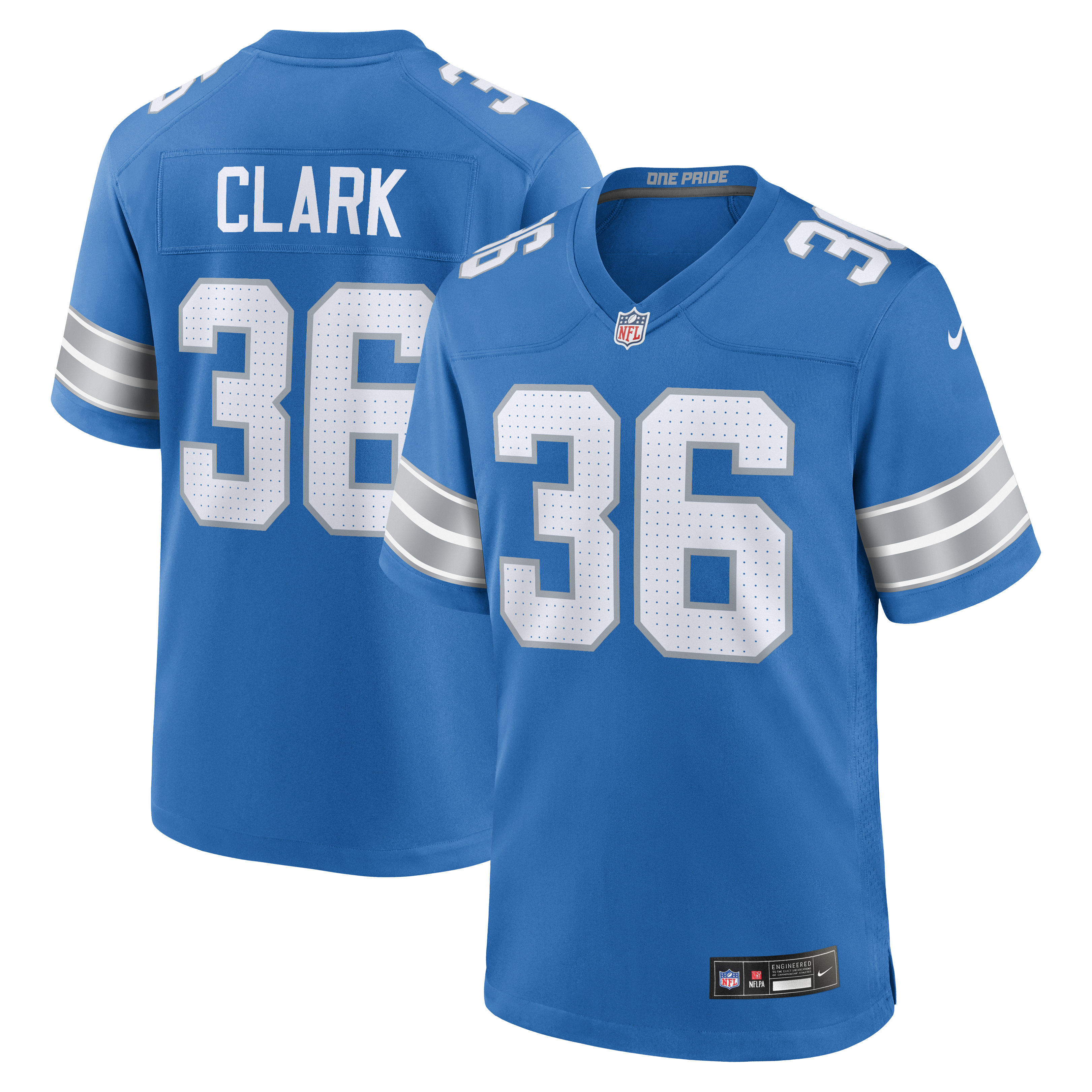 Men's Nike Chuck Clark Blue Detroit Lions Team Game Jersey