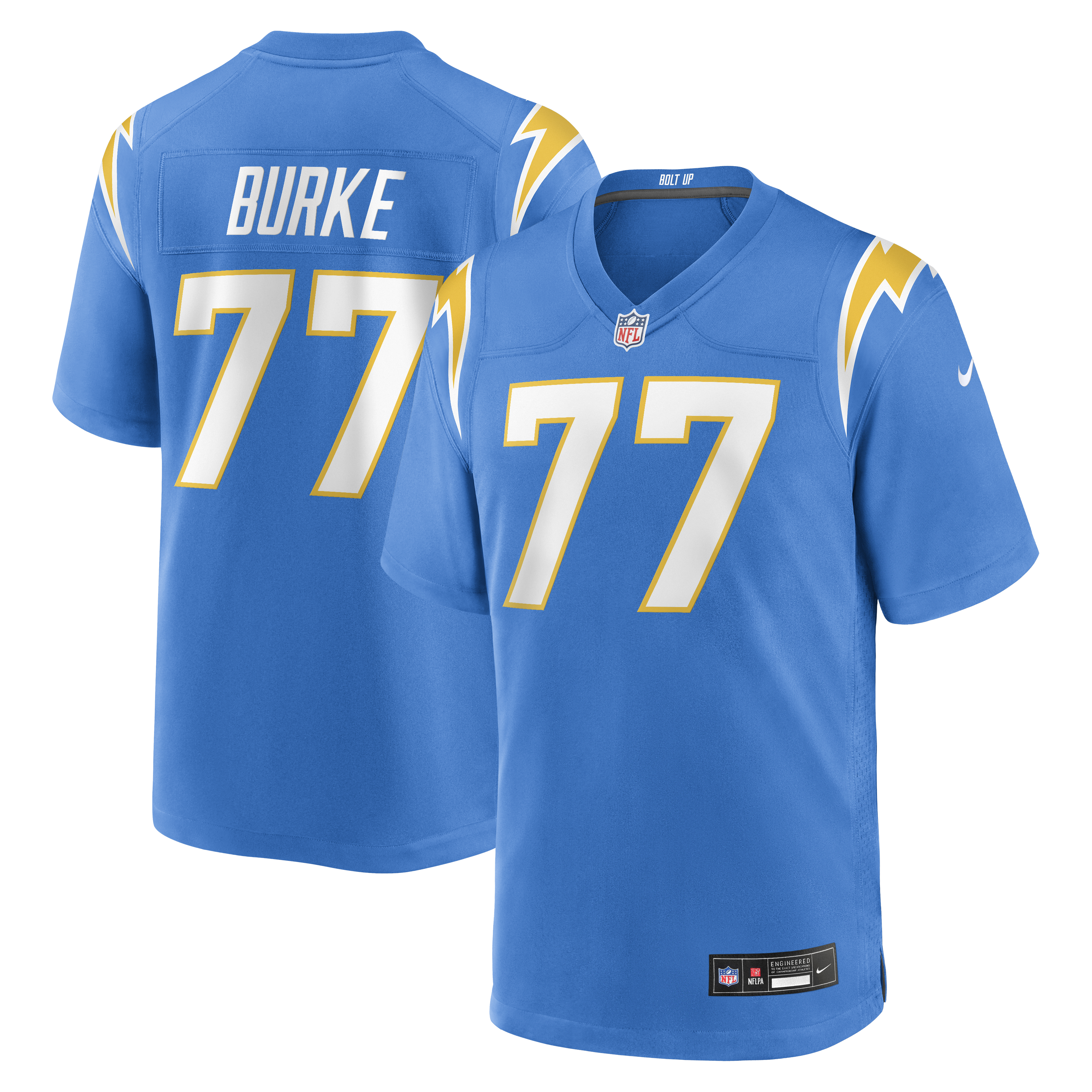 Men's Nike Travis Burke Powder Blue Los Angeles Chargers Team Game Jersey