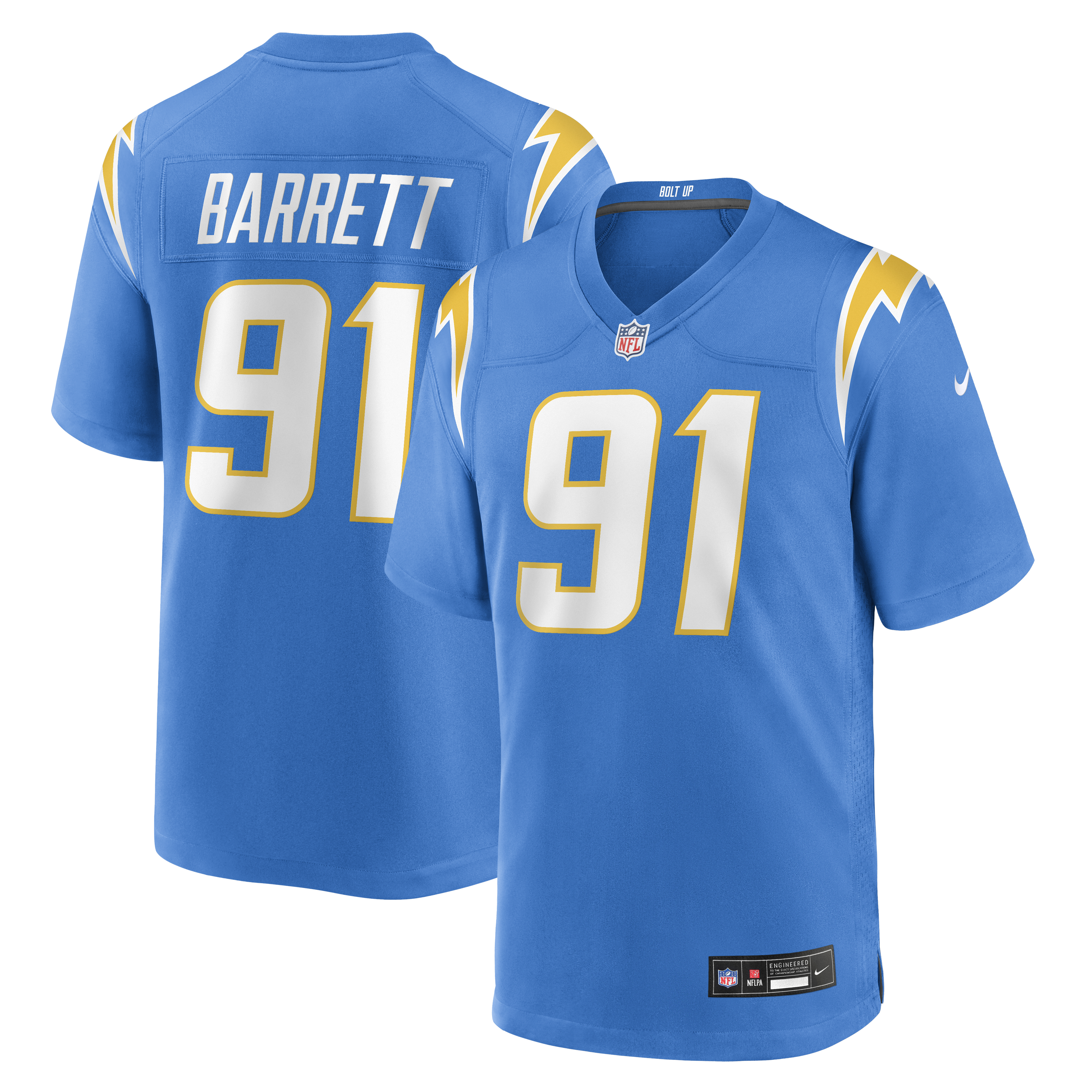 Men's Nike Nick Barrett Powder Blue Los Angeles Chargers Team Game Jersey