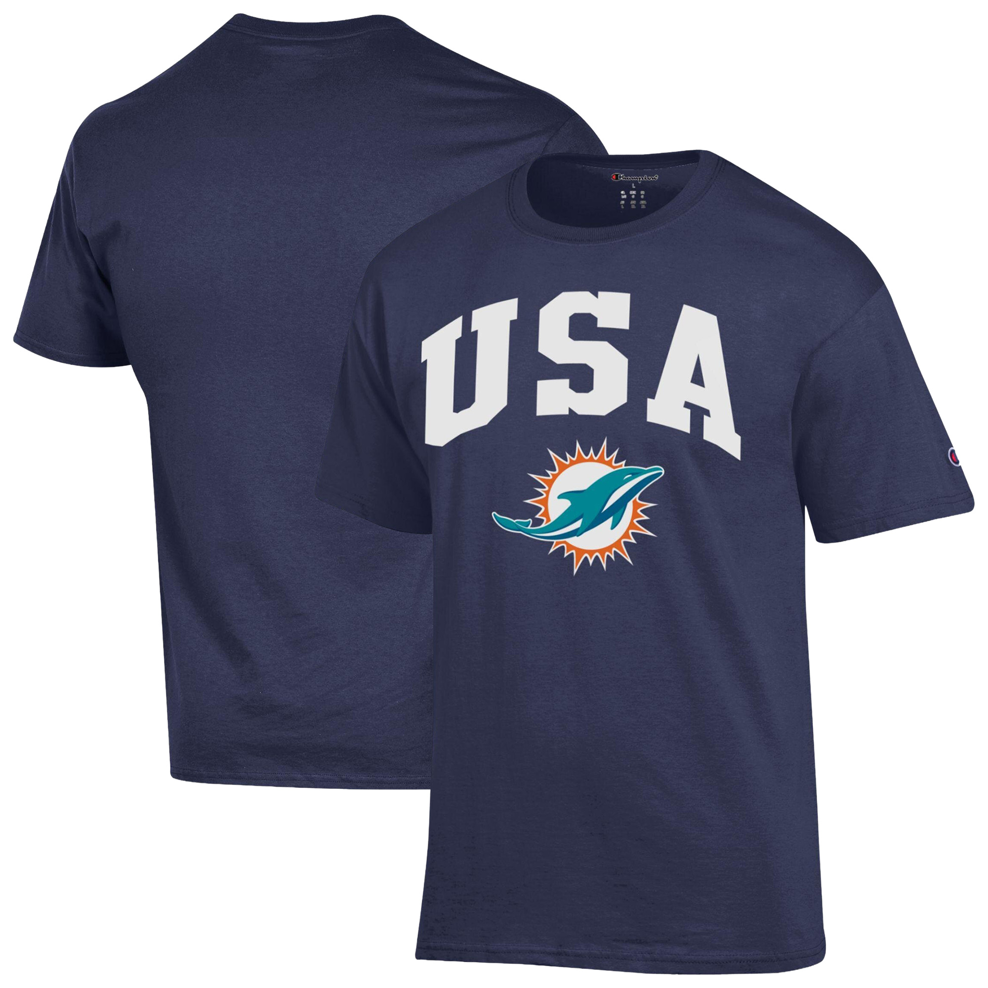Men's Champion Navy Miami Dolphins Americana T-Shirt