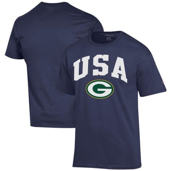 Men's Champion Navy Green Bay Packers Americana T-Shirt