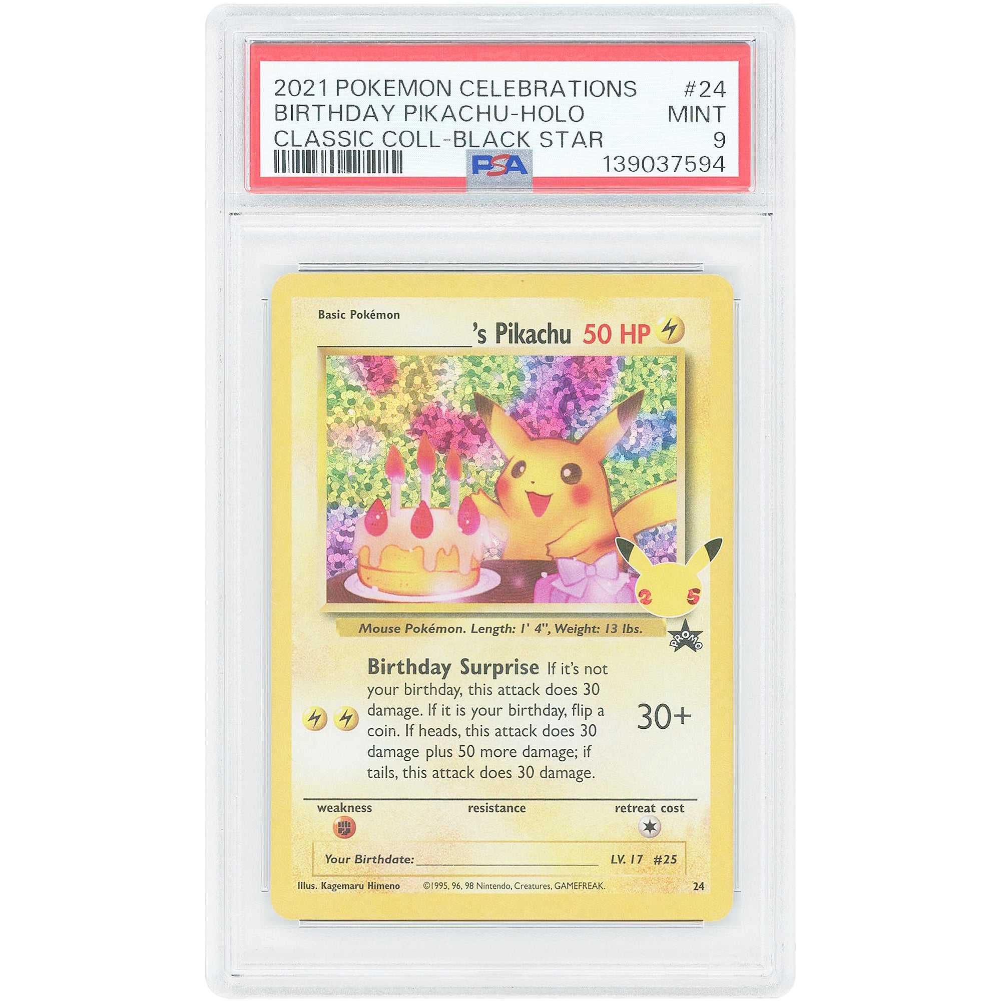 ______'s Pikachu 2021 Pokemon Celebrations: Classic Collection Black Star Promo #24 PSA Authenticated 9 Card