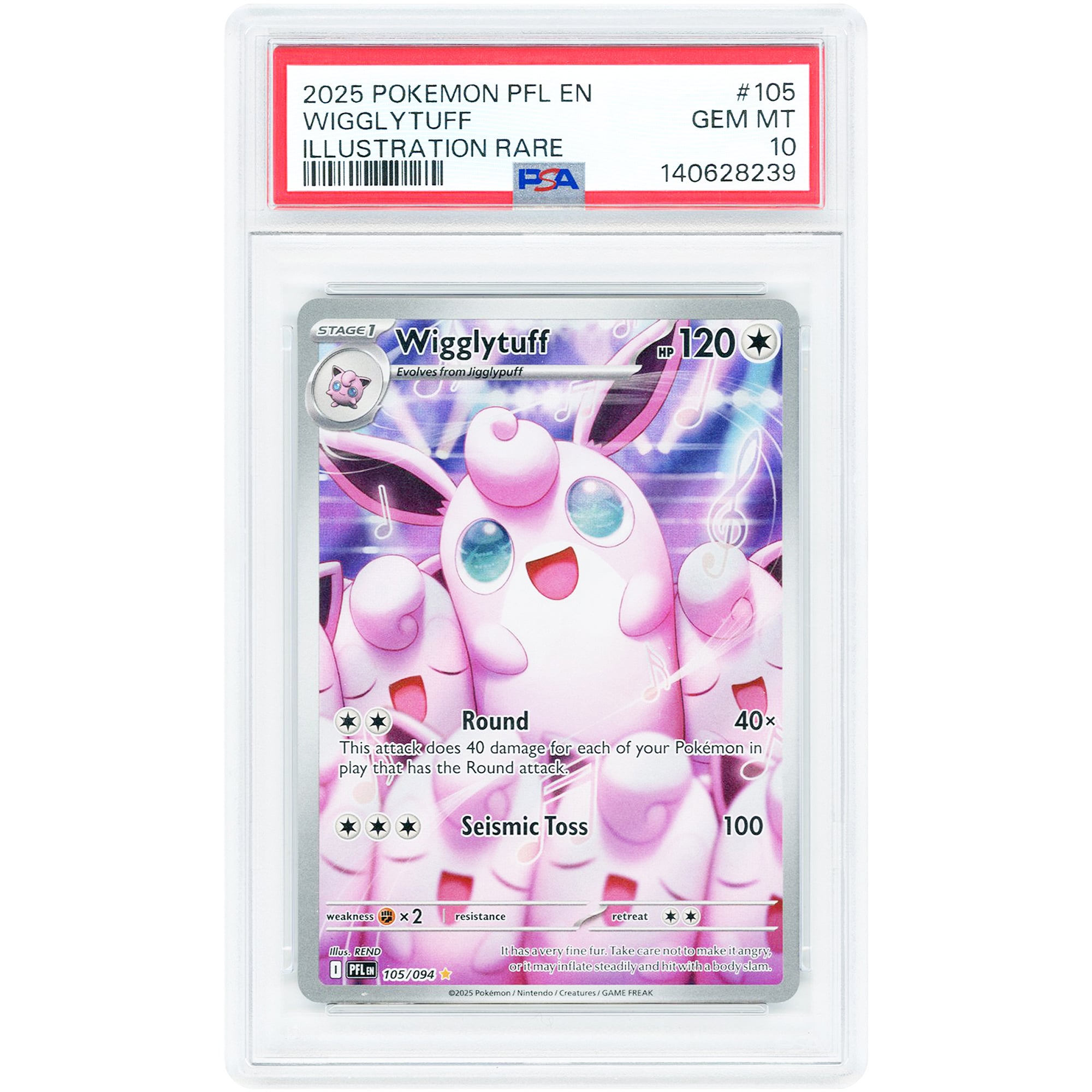 Wigglytuff 2025 Pokemon Phantasmal Flames Illustration Rare #105 PSA Authenticated 10 Card