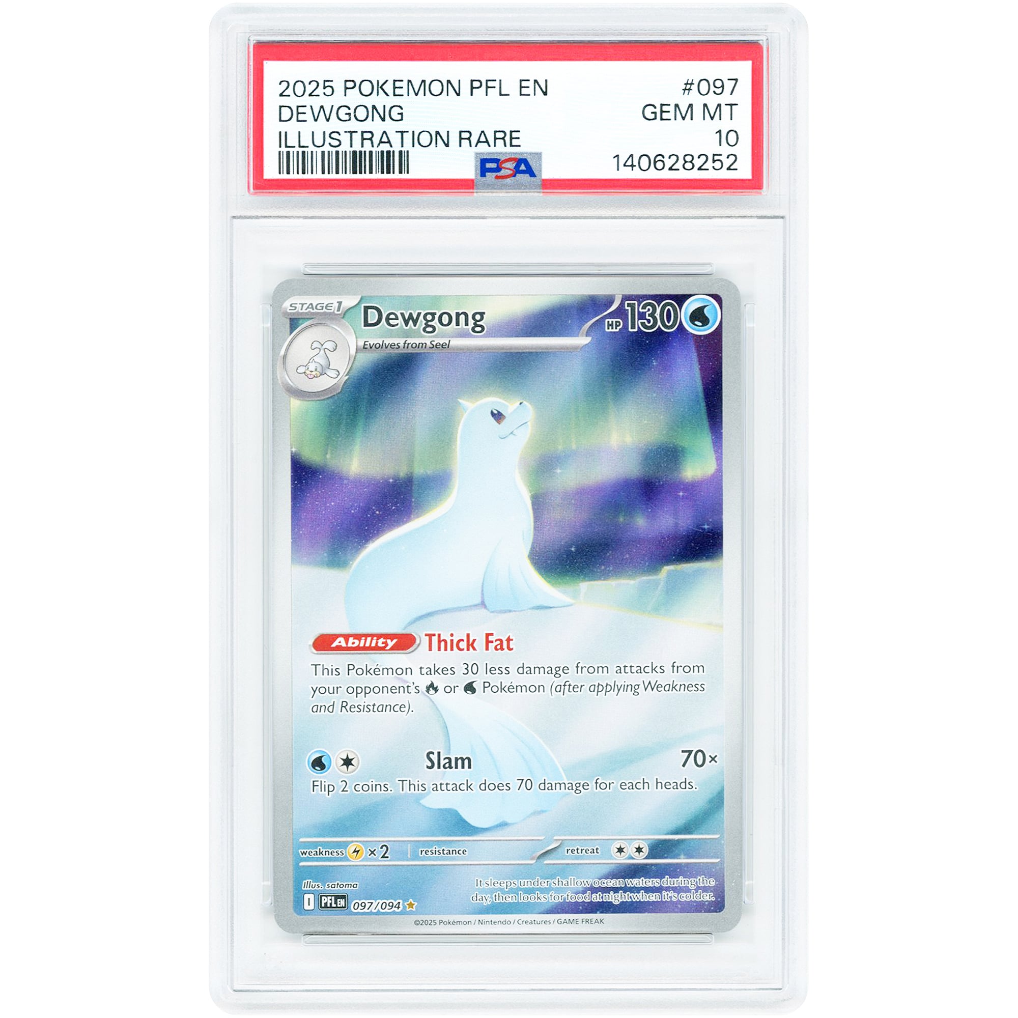 Dewgong 2025 Pokemon Phantasmal Flames Illustration Rare #097 PSA Authenticated 10 Card